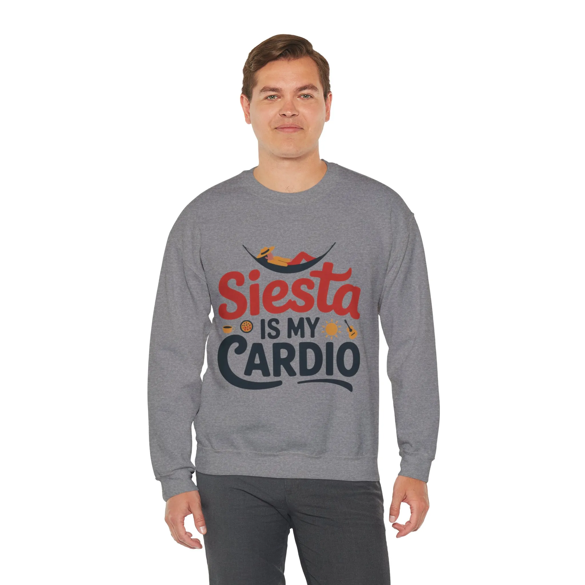 Mens Heavy Blend™ Crewneck Sweatshirt, Siesta Is My Cardio Funny Mens Sweatshirt Spain Gift - Image 15