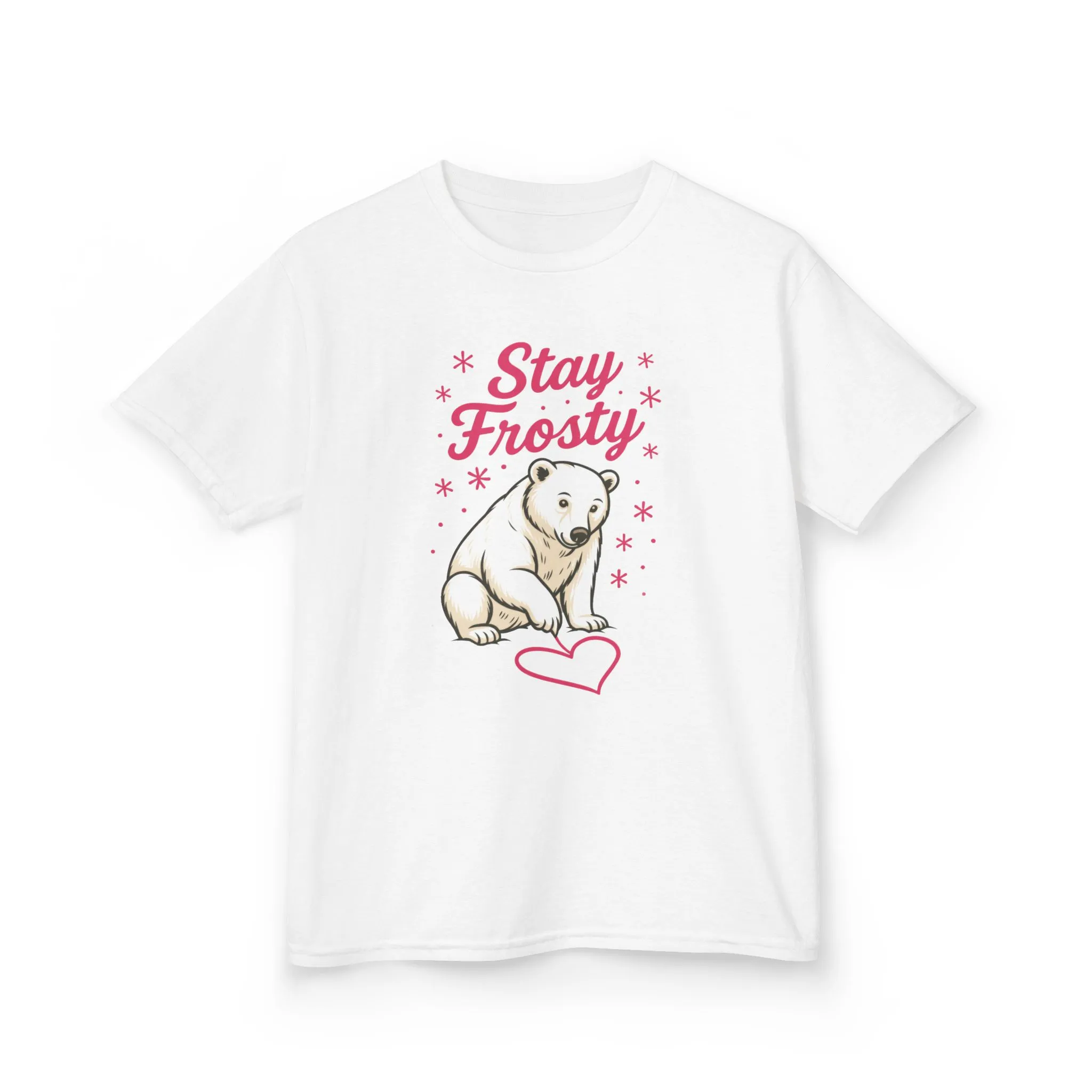 Kids Heavy Cotton™ Tee, Kids Stay Frosty Polar Bear T-Shirt, Cute Winter Graphic Tee for Children - Image 3