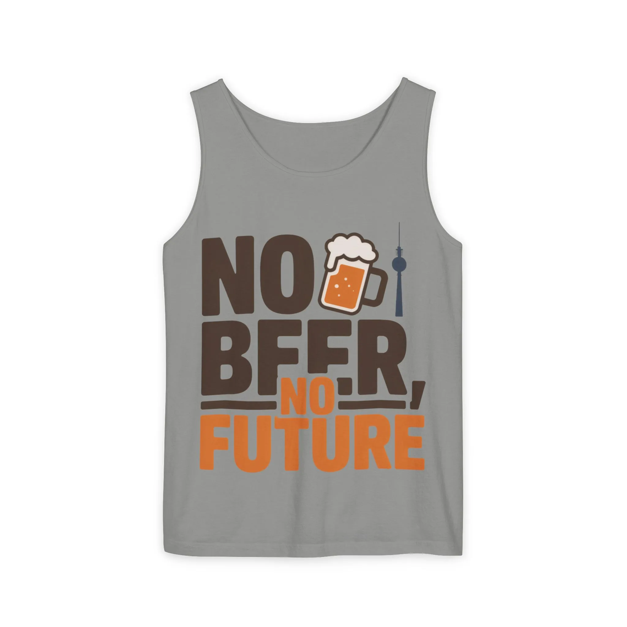 Mens Garment-Dyed Tank Top, No Beer No Future Funny Beer Mens Tank Top - Image 2