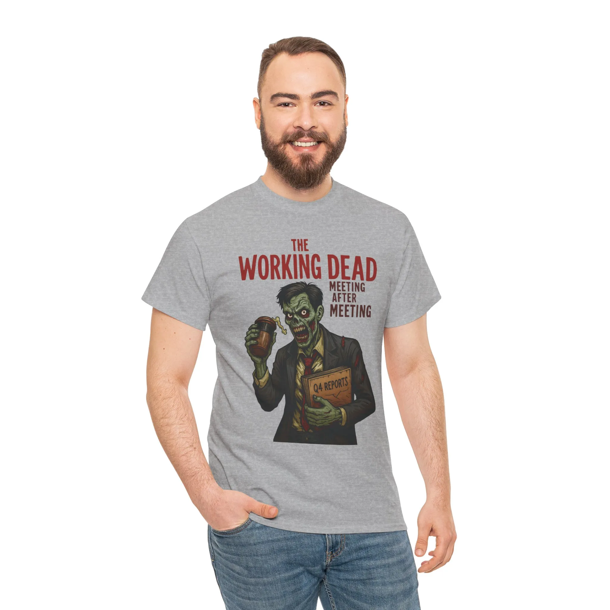 The Working Dead Men's Funny Zombie Work T-Shirt, Office Humor Tee, Meeting Joke Shirt, Halloween Office Tee - Image 13