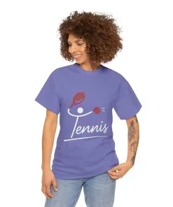 Womens Heavy Cotton Tee, Womens Tennis Graphic T-Shirt, Cute Sports Tee, Funny Workout Gym Top for Women