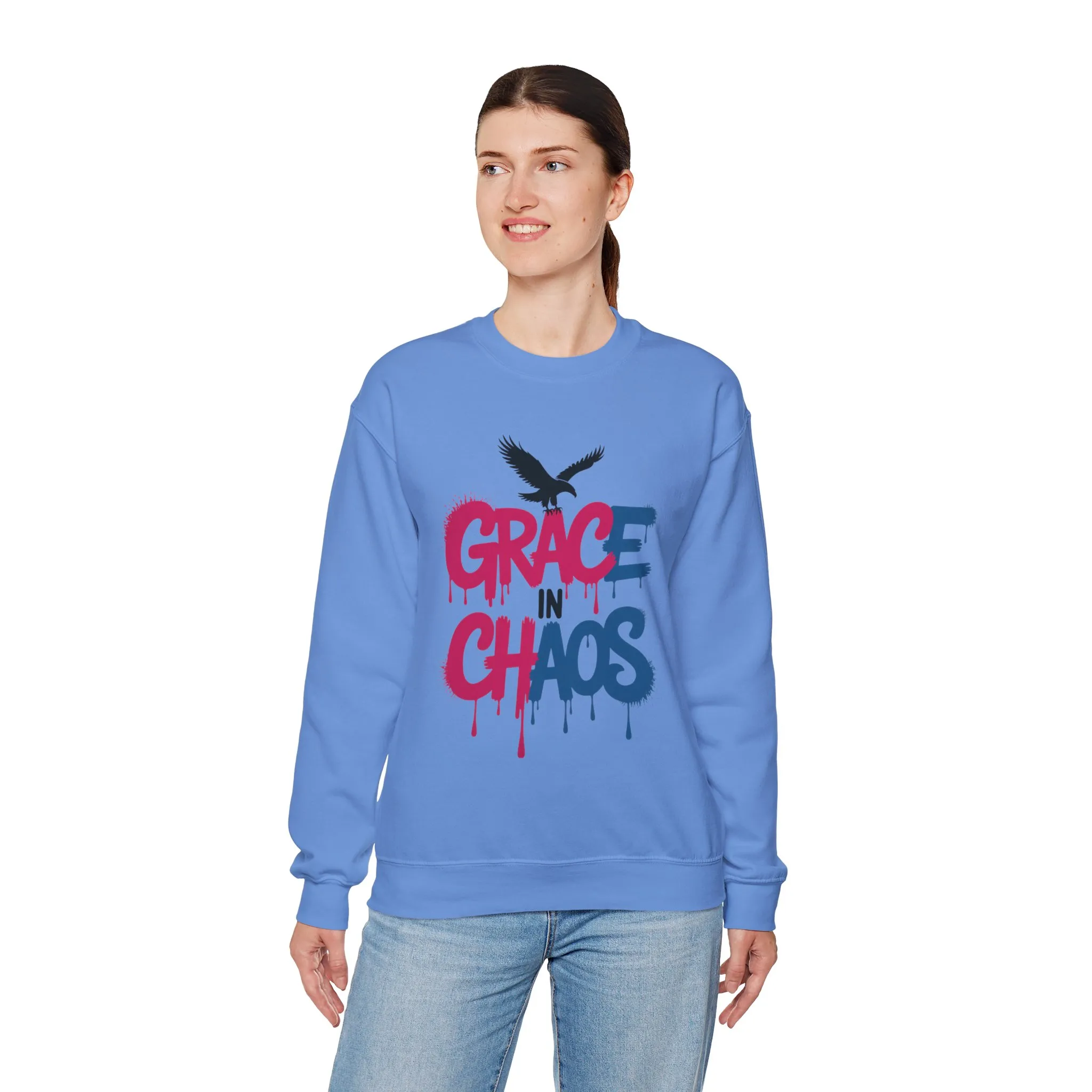 Women's Sweatshirt Grace in Chaos, Graffiti Dripping Street Art Pullover, Bold Urban Graphic - Image 3