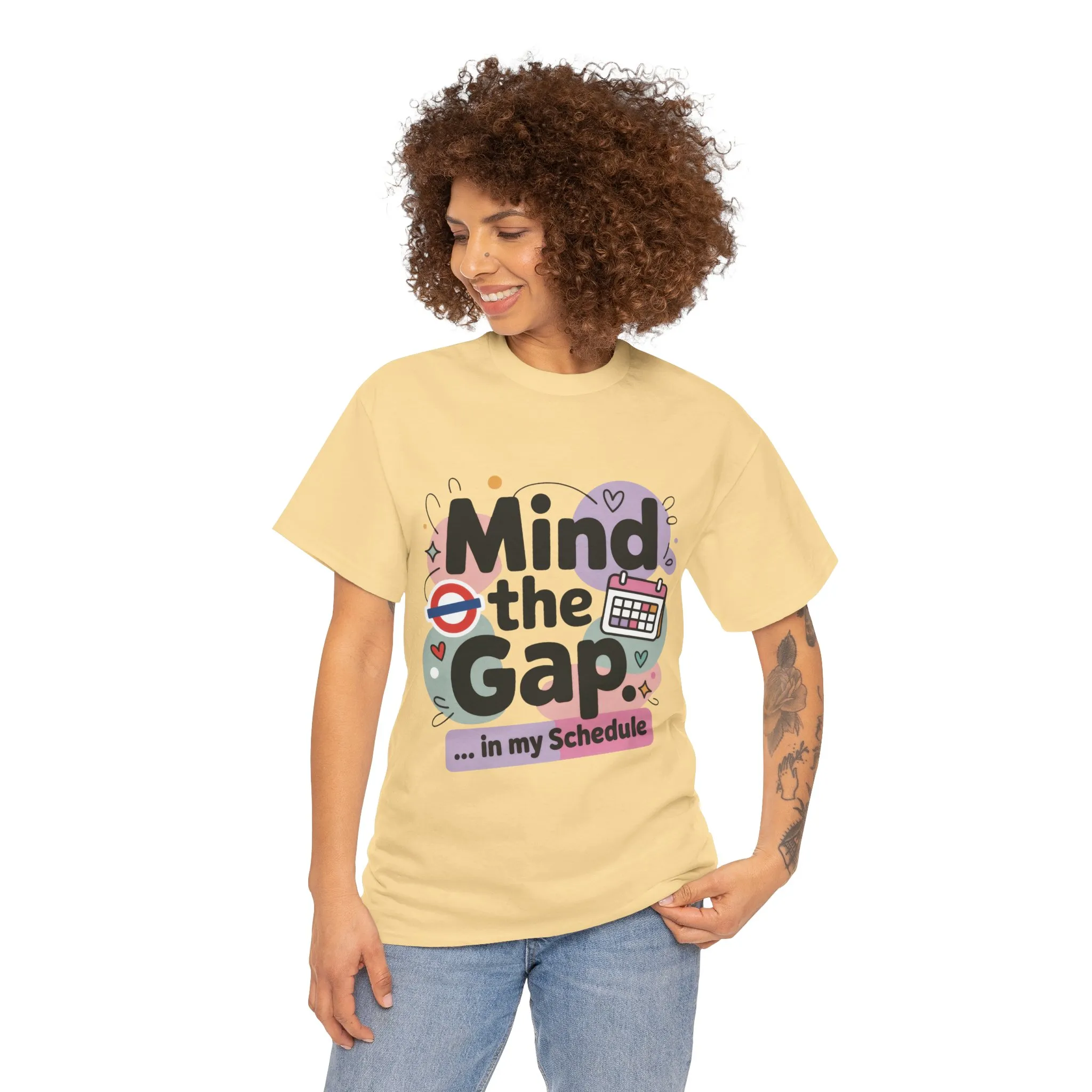 Womens Funny T-Shirt, Mind The Gap, Office Humor Schedule Graphic Tee - Image 5