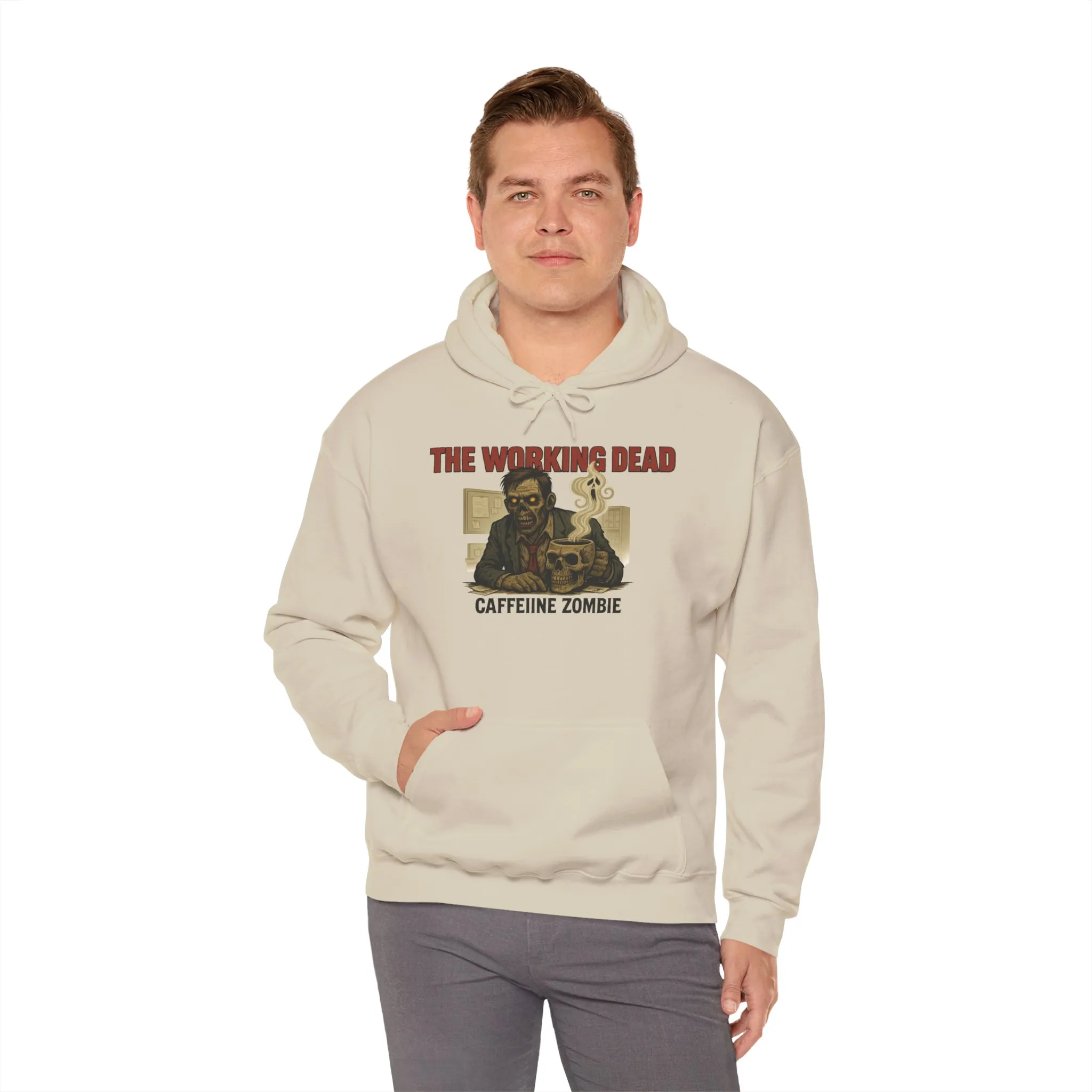 The Working Dead Men's Zombie Hoodie, Funny Office Meeting Sweatshirt, Halloween Zombie Top, Coffee Zombie Hoodie, Halloween Work Top - Image 8