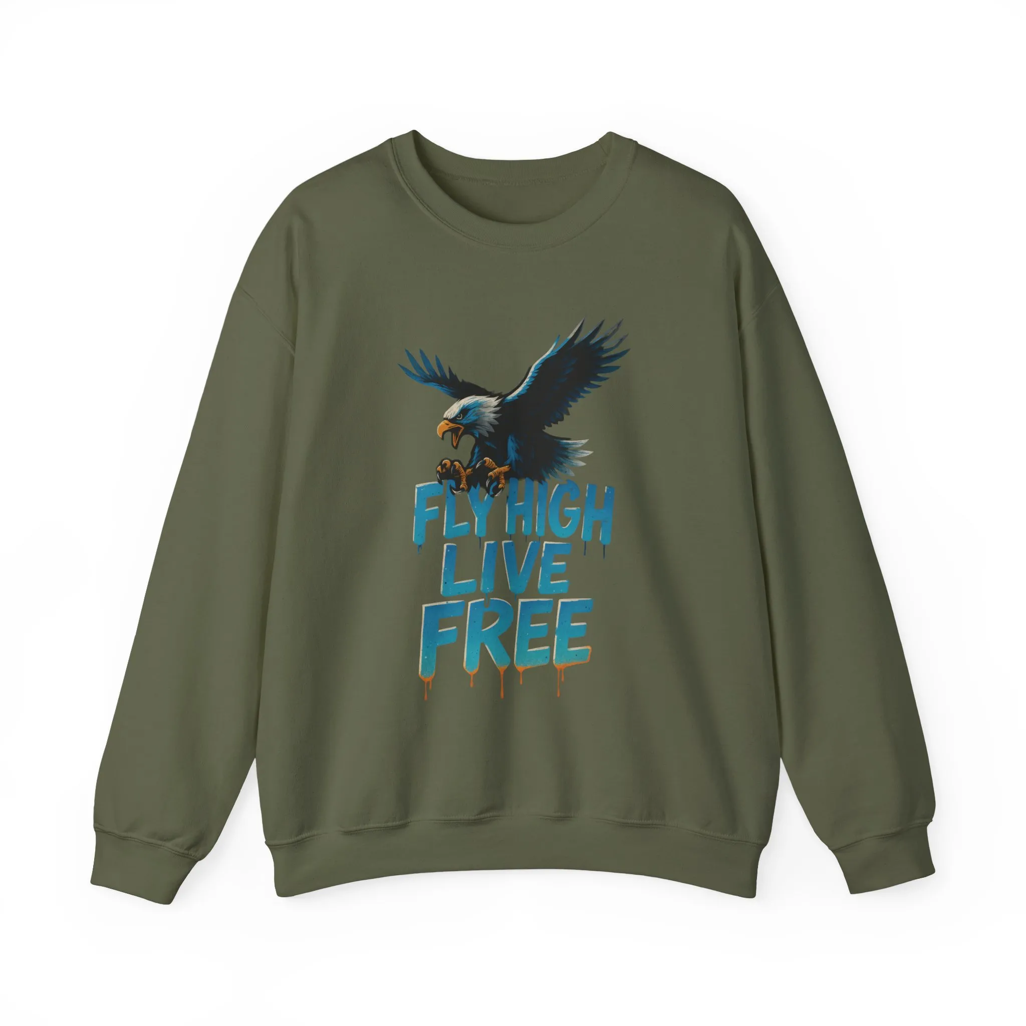 Mens Heavy Blend™ Crewneck Sweatshirt, Fly High Live Free Mens Eagle Graphic Sweatshirt - Image 10