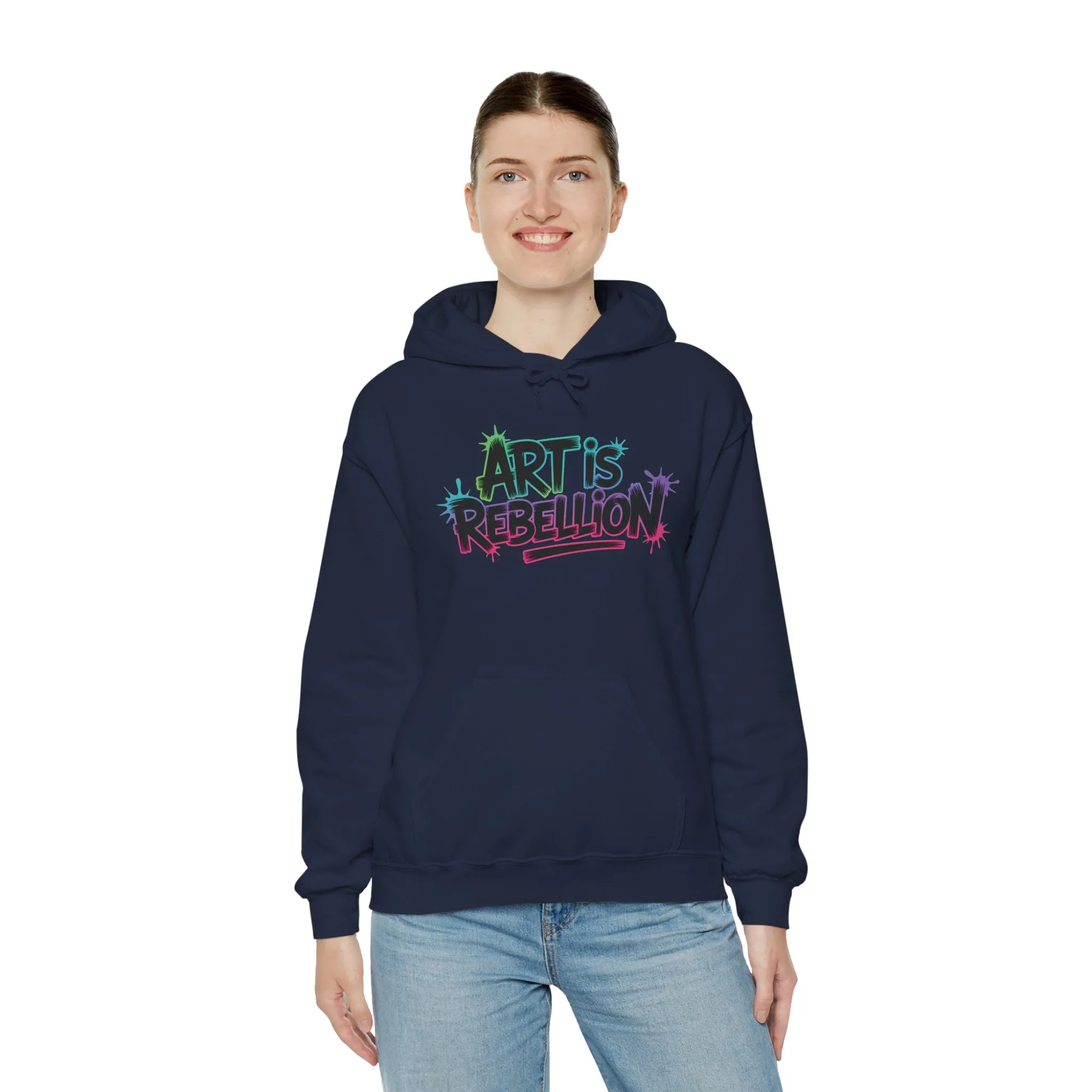 Art Is Rebellion Hoodie, Women's Graffiti Street Art Hooded Sweatshirt, Rebel Graphic Statement Pullover, Heavy Blend™ Hooded Sweatshirt - Image 18