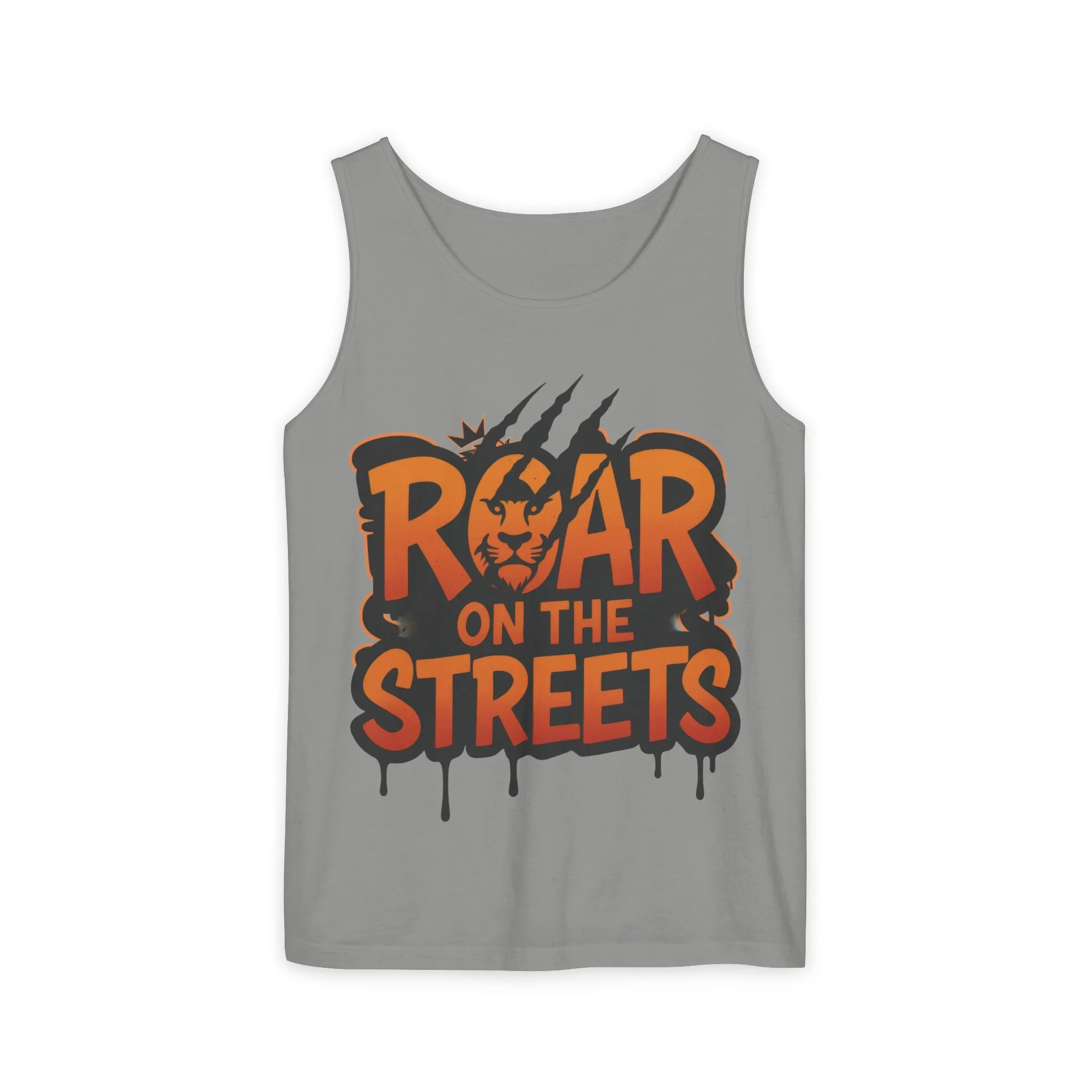 Mens Garment-Dyed Tank Top, Roar on the Streets Lion Graphic Mens Tank Top - Image 15