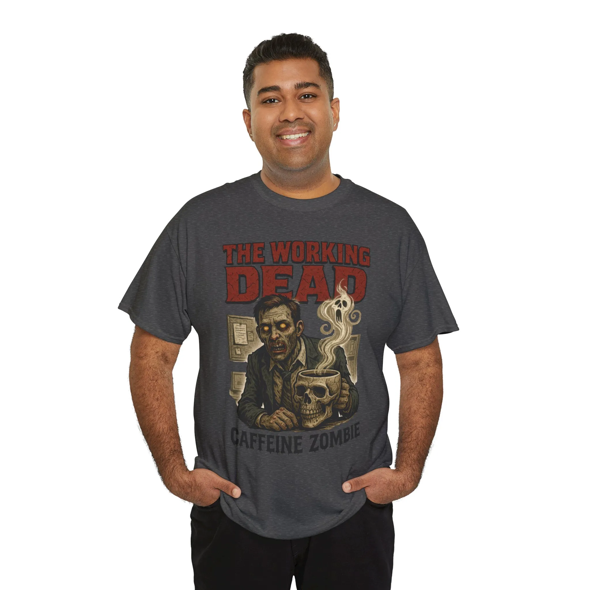 The Working Dead Men's Funny Zombie Work T-Shirt, Office Humor Tee, Halloween Office Tee, Coffee Zombie Shirt - Image 13