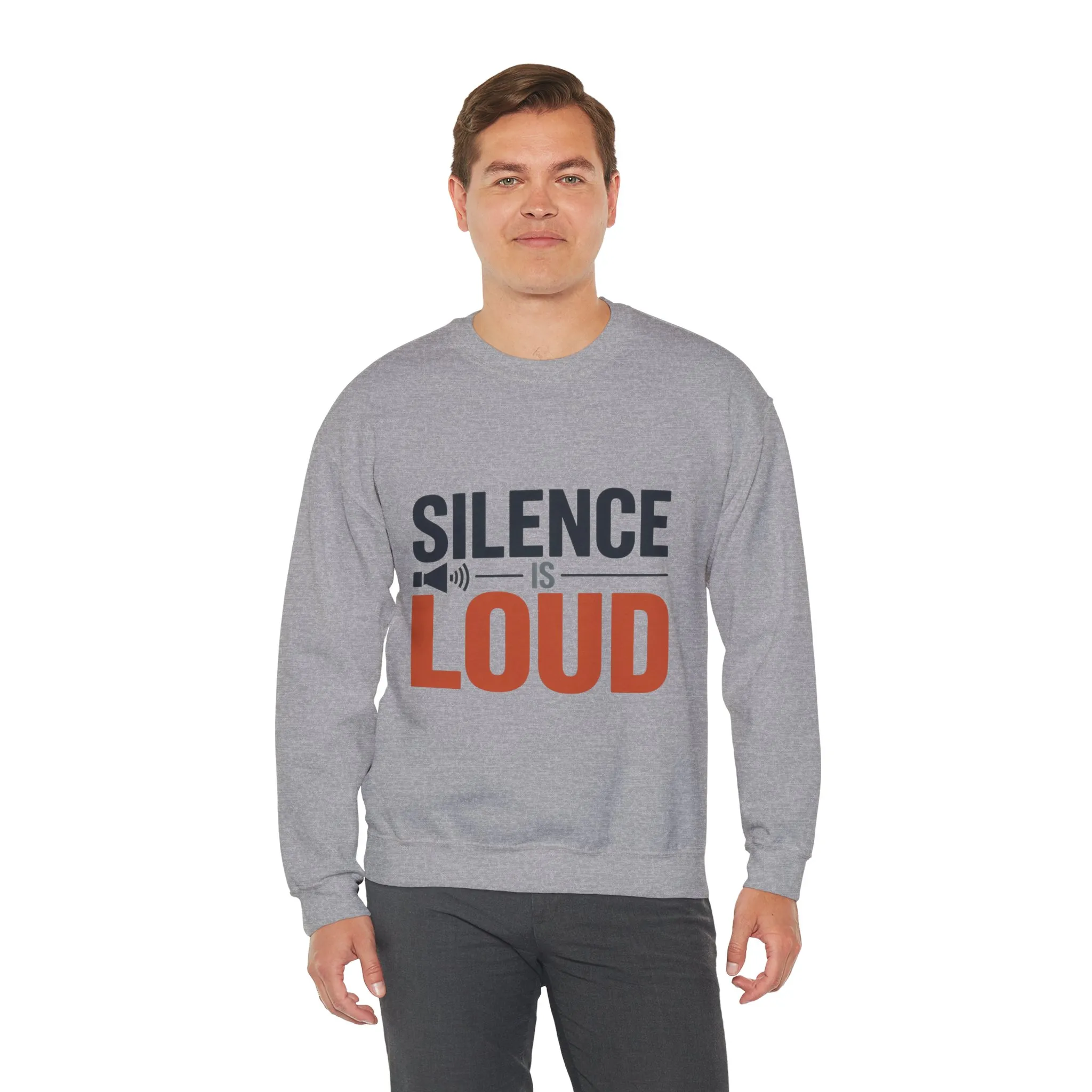 Mens Heavy Blend™ Crewneck Sweatshirt, Silence Is Loud Motivational Mens Sweatshirt - Image 9