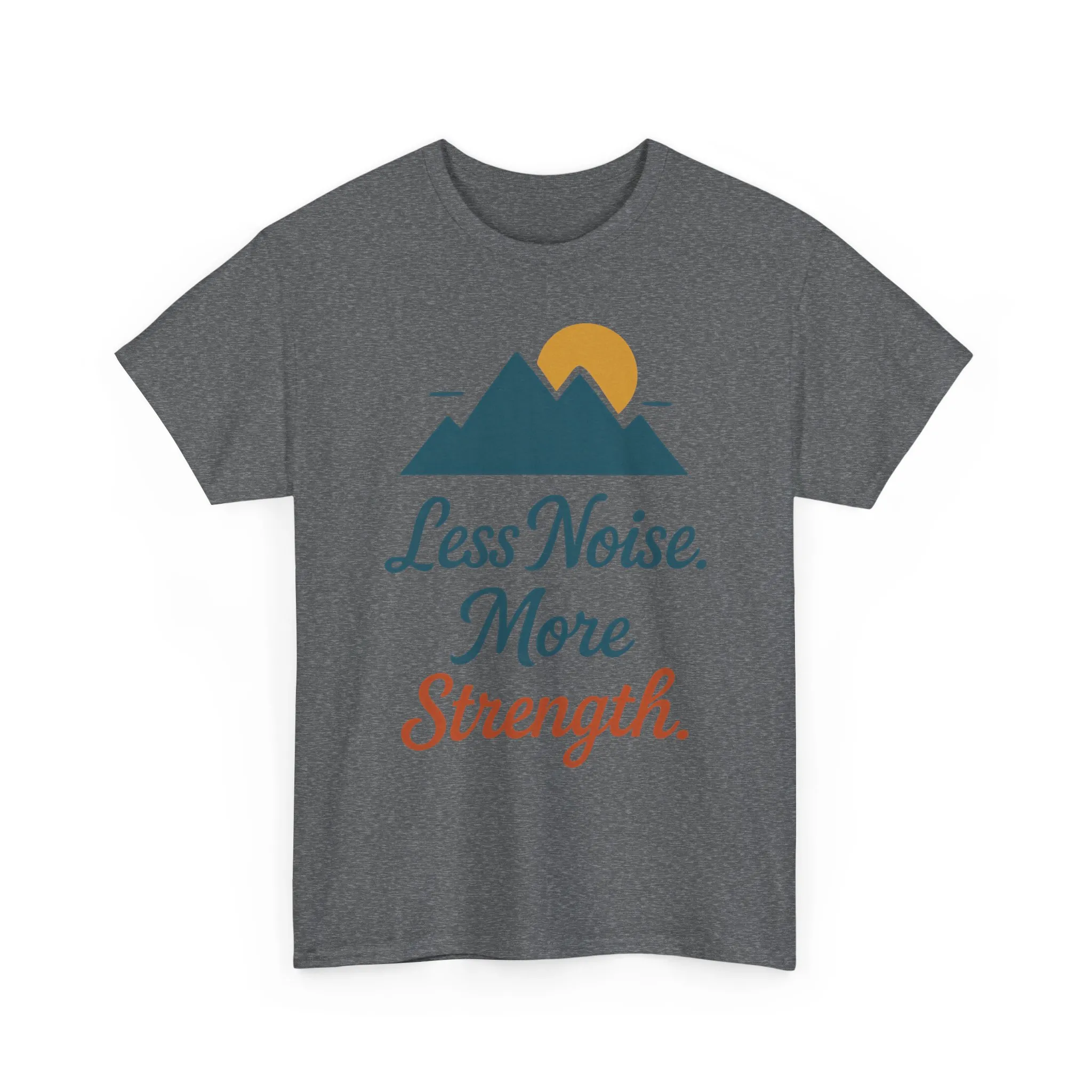 Mens Less Noise More Strength Mountain T-Shirt, Motivational Gym Hiking Tee - Image 19