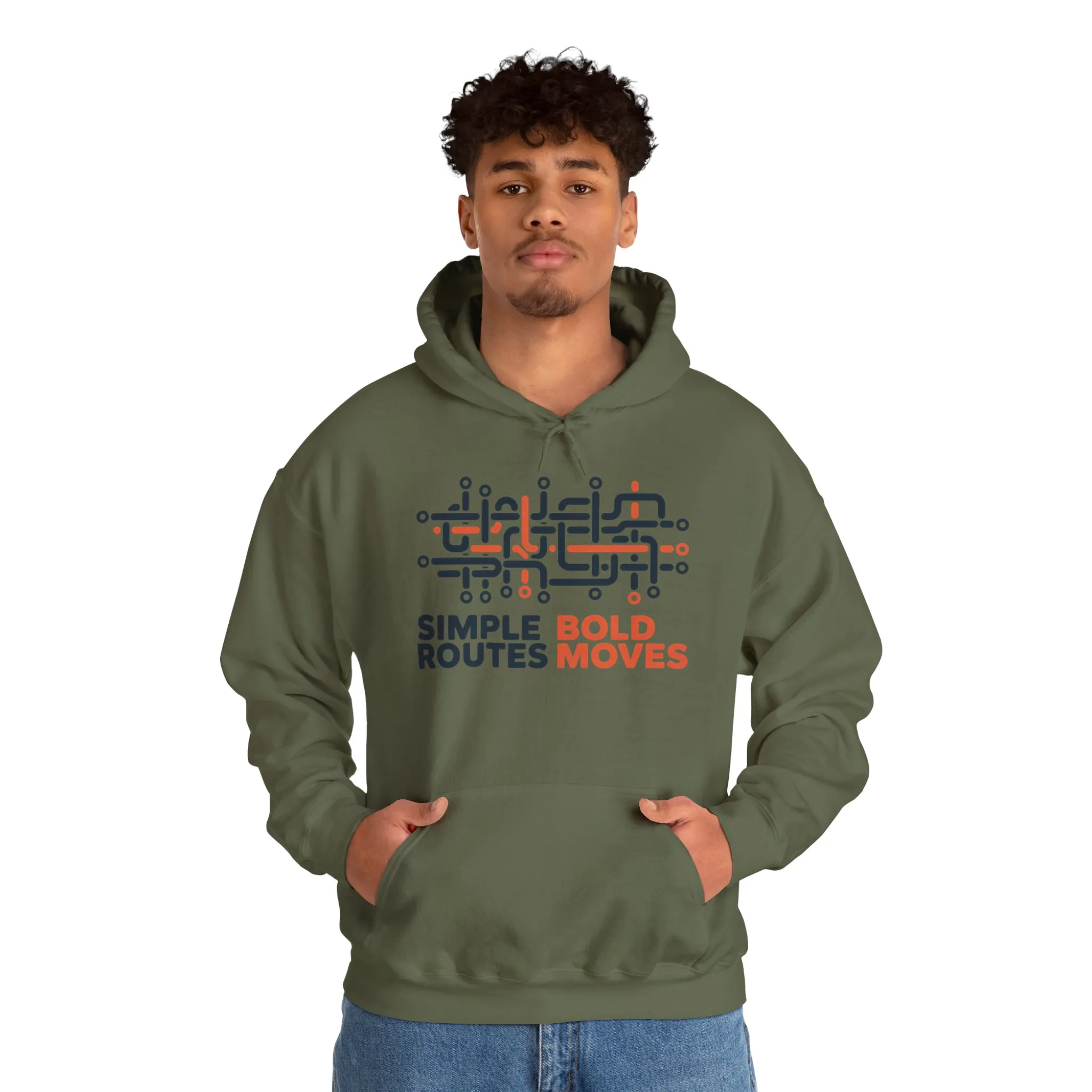 Mens Heavy Blend™ Hooded Sweatshirt, Simple Routes Bold Moves Hoodie, Unisex Metro Map Graphic, Urban Streetwear - Image 15