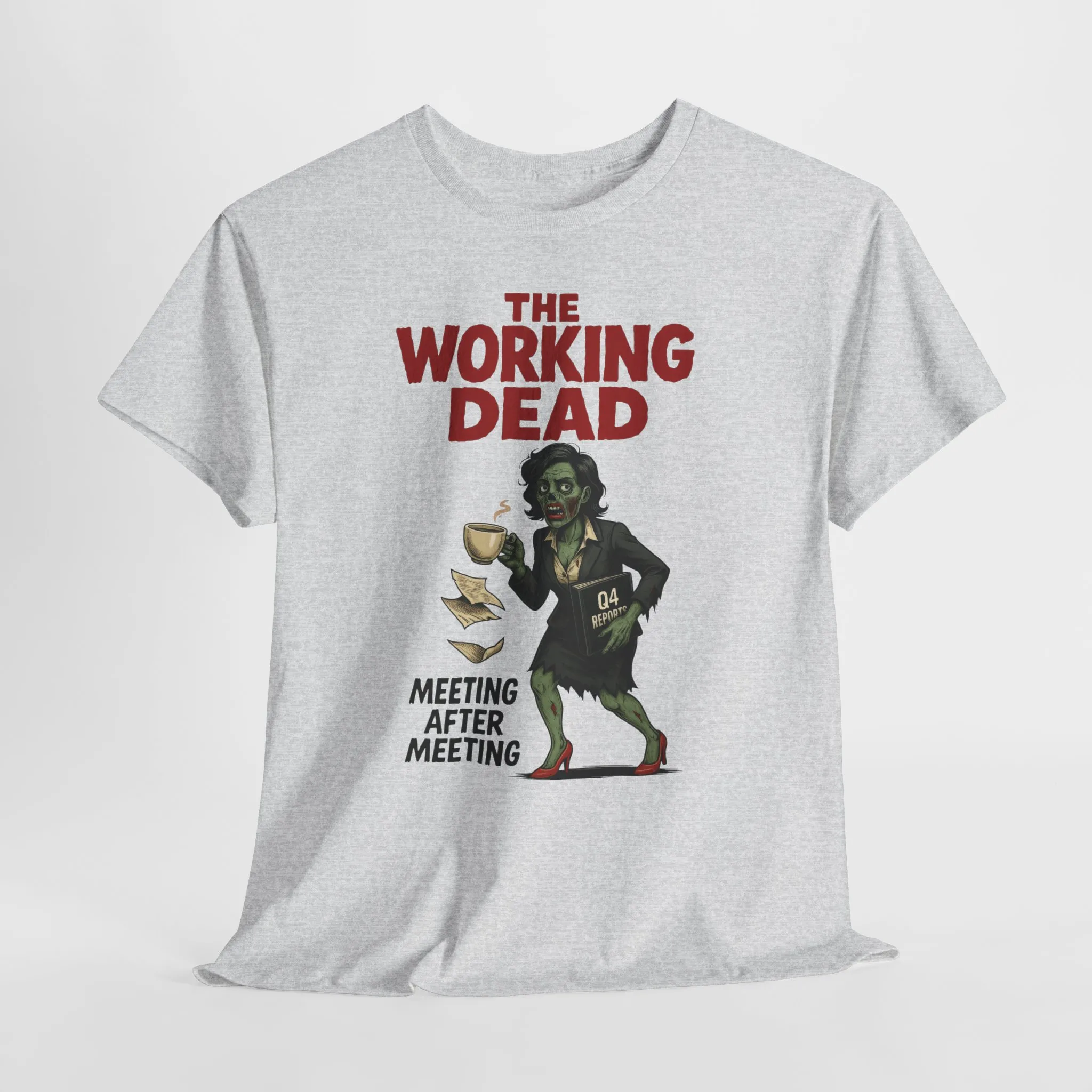 The Working Dead Women's Zombie Funny Office T-Shirt, Meeting Humor Tee, Zombie Work Top, Halloween Work Tee - Image 9