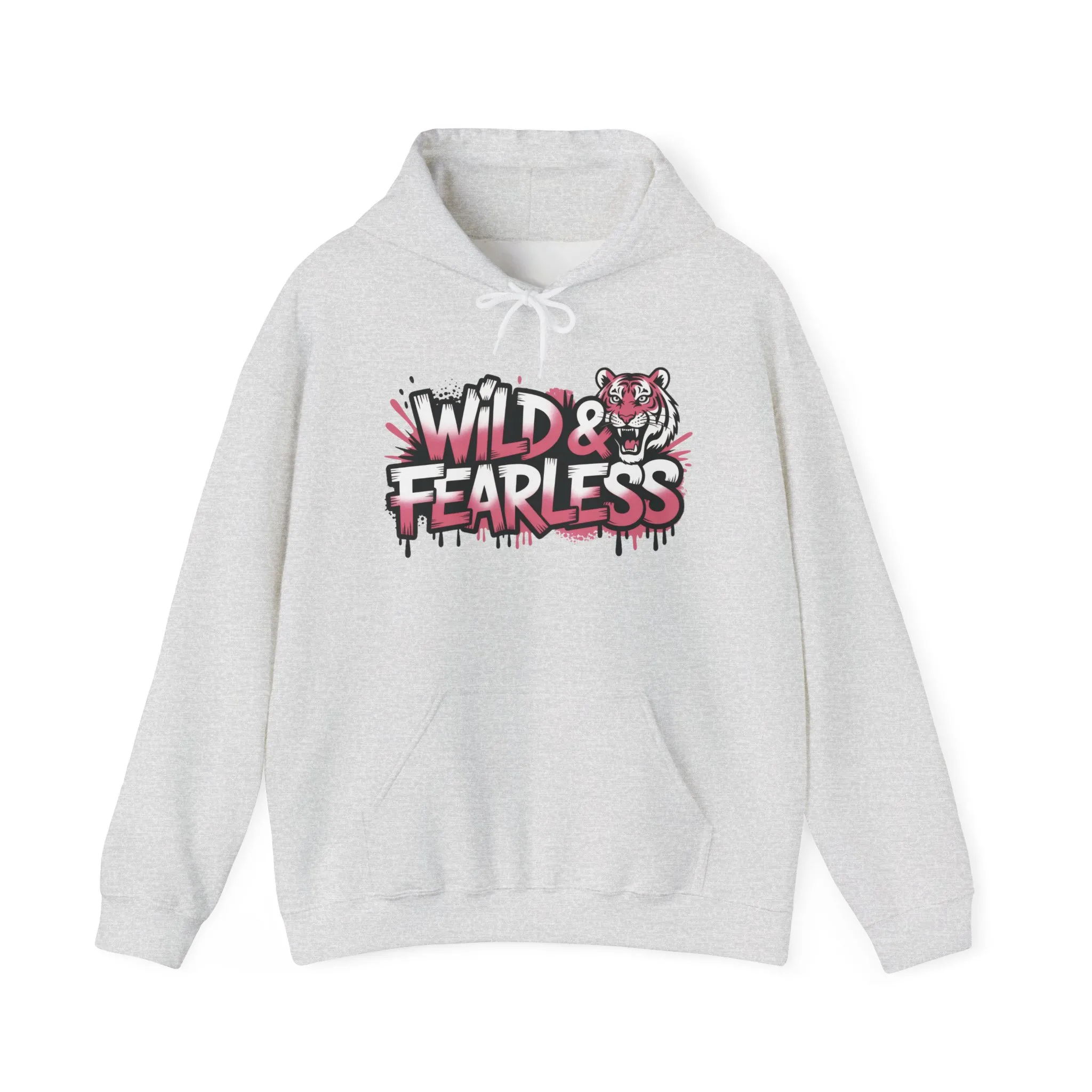 Women's Hoodie Wild & Fearless, Tiger Graffiti Graphic Pullover, Bold Urban Streetwear Hoodie - Image 2