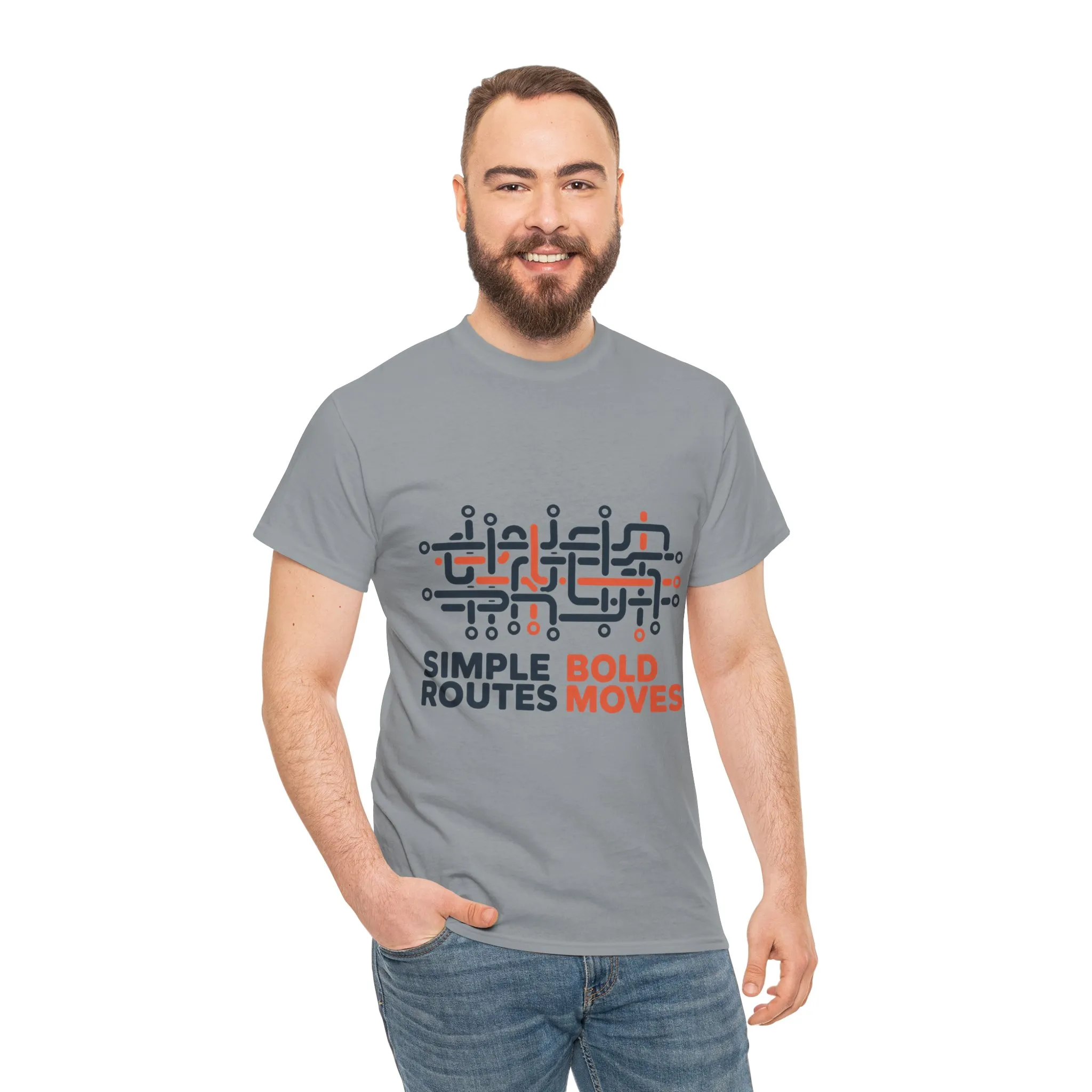 Simple Routes Bold Moves Mens T-Shirt, Minimal Urban Metro Map Graphic Tee - Image 11