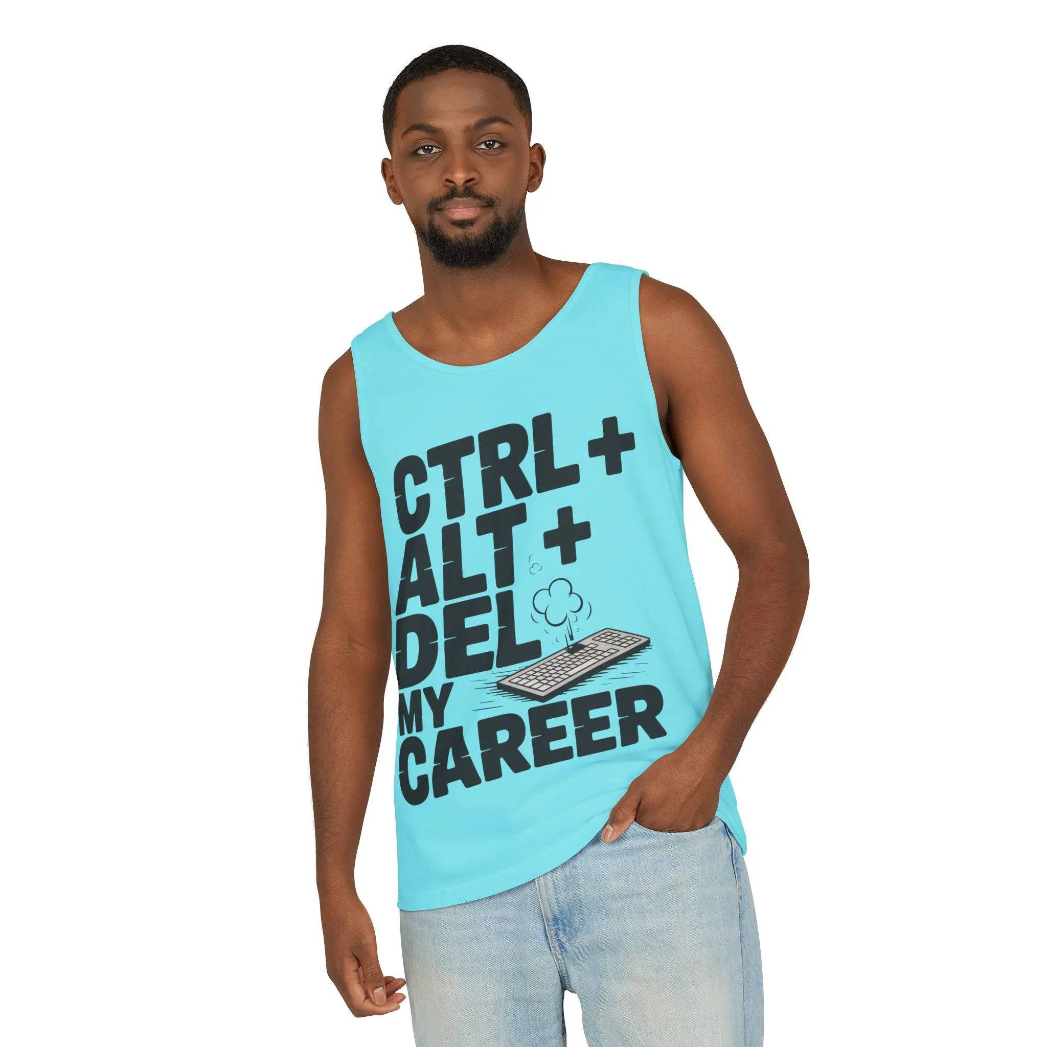 Ctrl Alt Del My Career Men's Tank Top, Funny Geek Sarcastic Office Humor Summer Shirt - Image 14