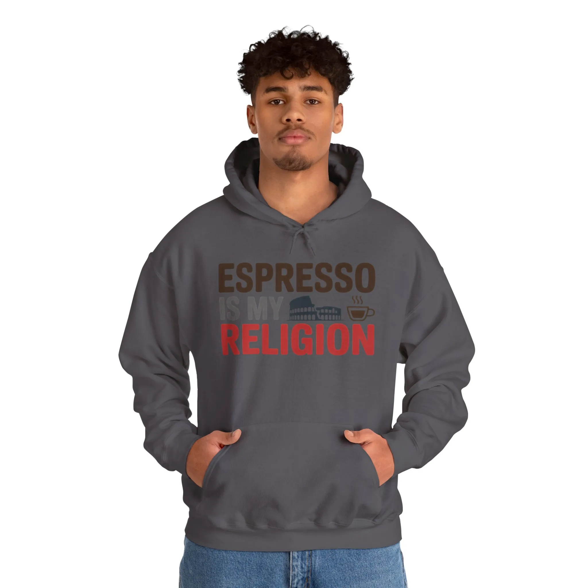 Mens Heavy Blend™ Hooded Sweatshirt, Espresso Is My Religion Coffee Rome Mens Hoodie - Image 23