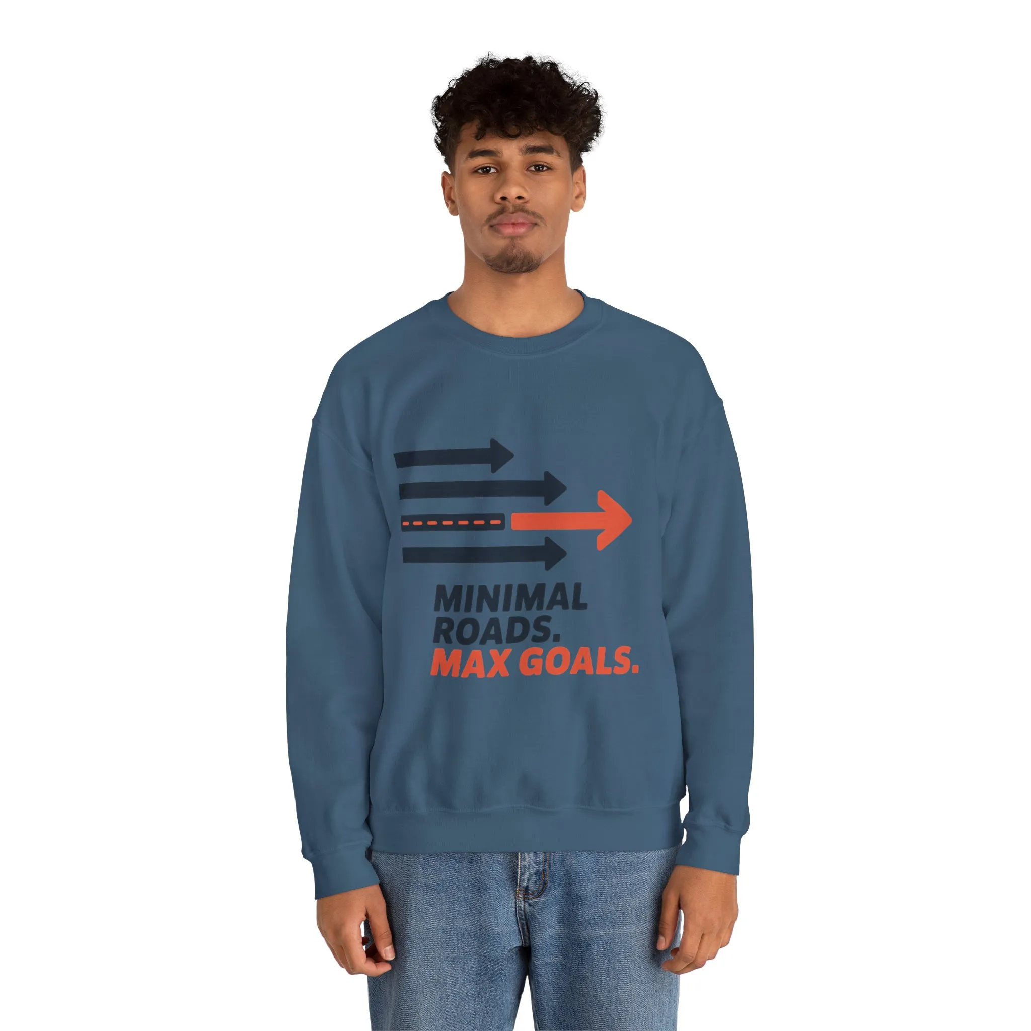 Mens Heavy Blend™ Crewneck Sweatshirt, Minimal Roads Max Goals Motivational Mens Sweatshirt - Image 17