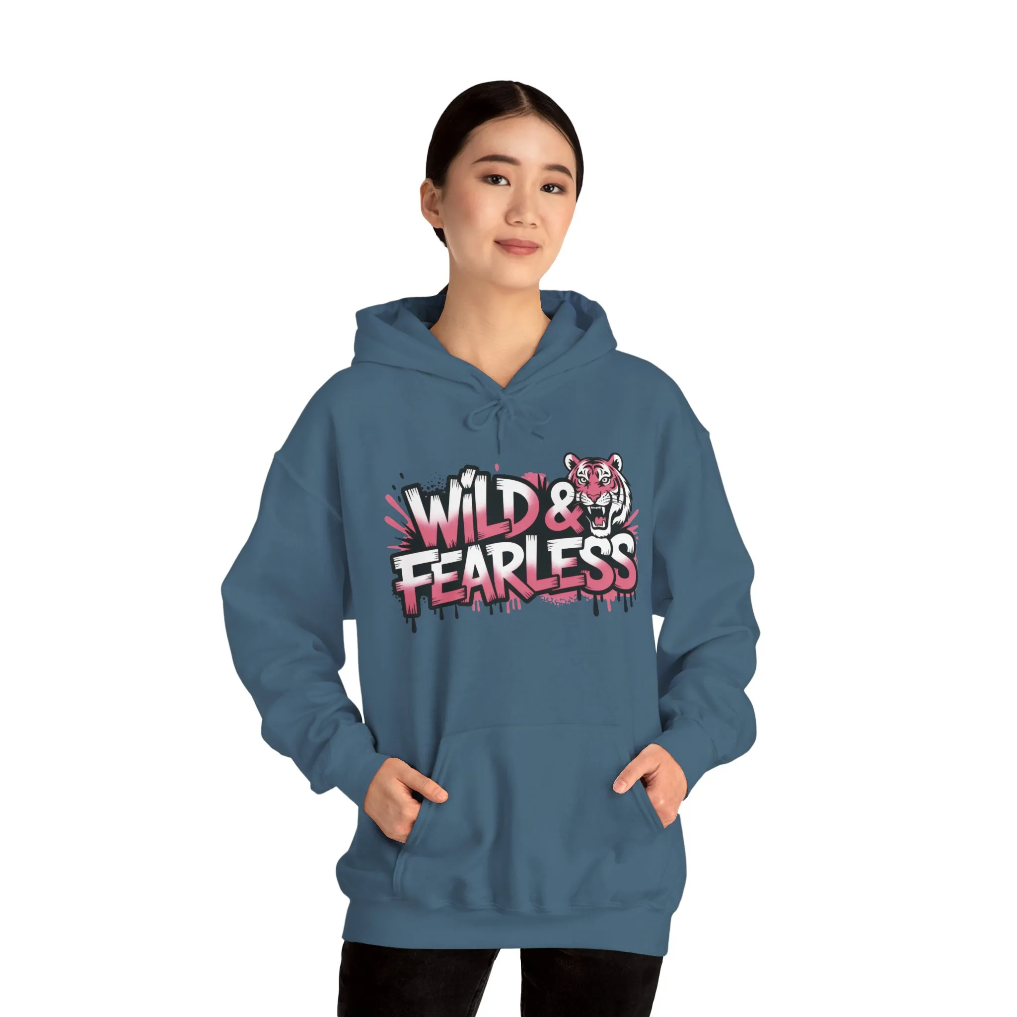 Women's Hoodie Wild & Fearless, Tiger Graffiti Graphic Pullover, Bold Urban Streetwear Hoodie - Image 15