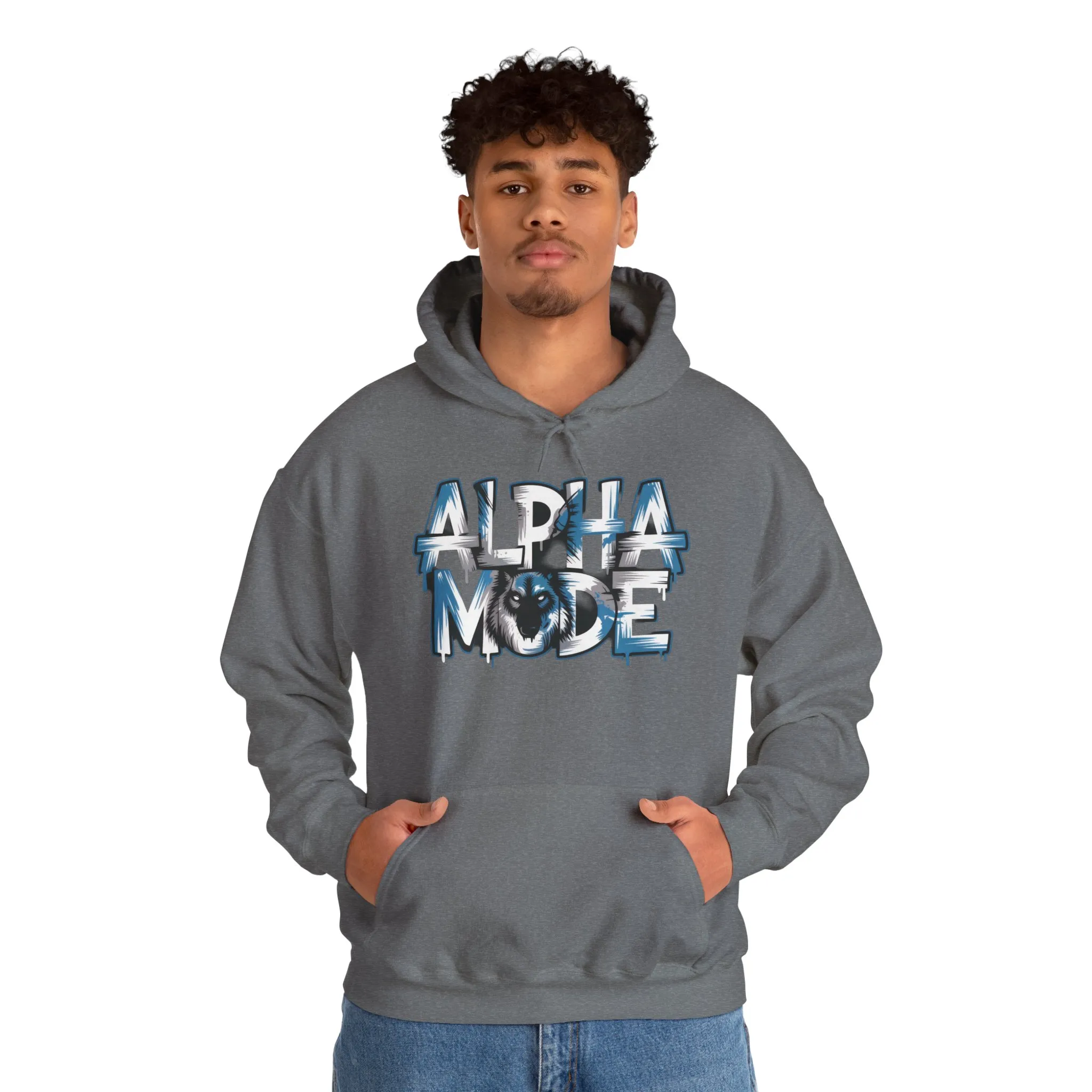Mens Heavy Blend™ Hooded Sweatshirt, Alpha Mode Wolf Hoodie Mens Bold Streetwear - Image 15