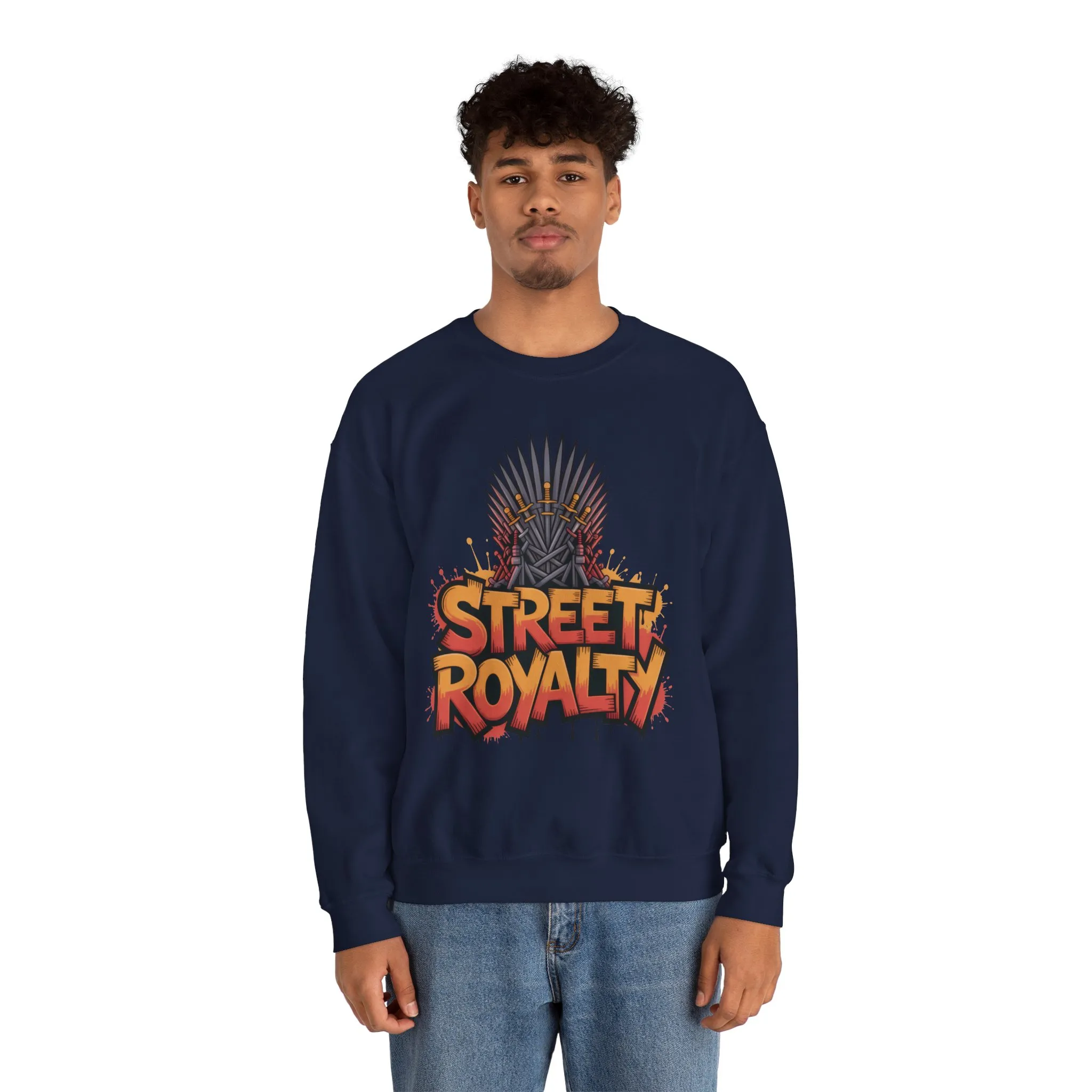Street Royalty Men's Crewneck Sweatshirt, Graffiti Crown Graphic Pullover, Urban Streetwear Top for Men - Image 25