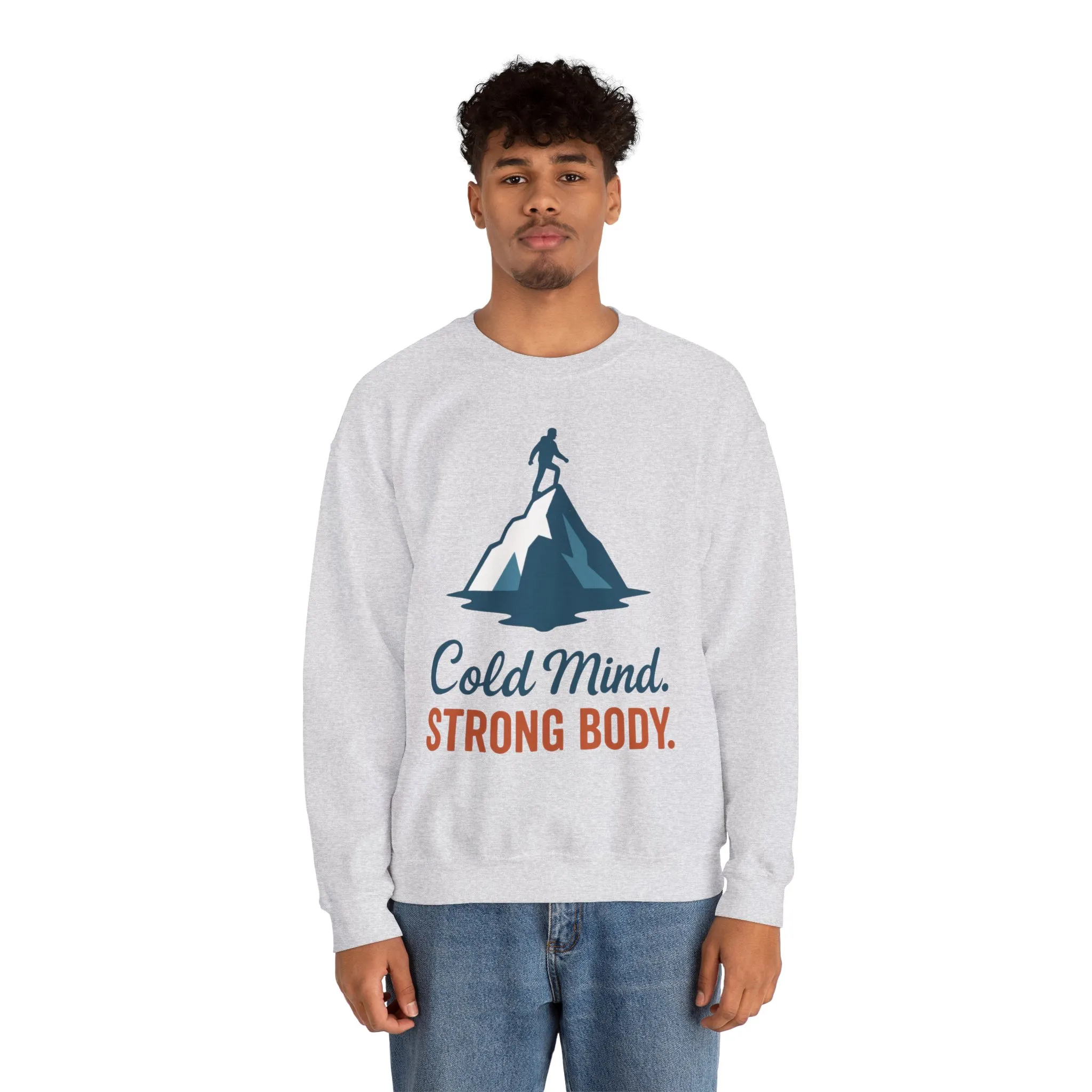 Mens Heavy Blend™ Crewneck Sweatshirt, Cold Mind Strong Body Sweatshirt, Nordic Mountain Minimalist Pullover - Image 7