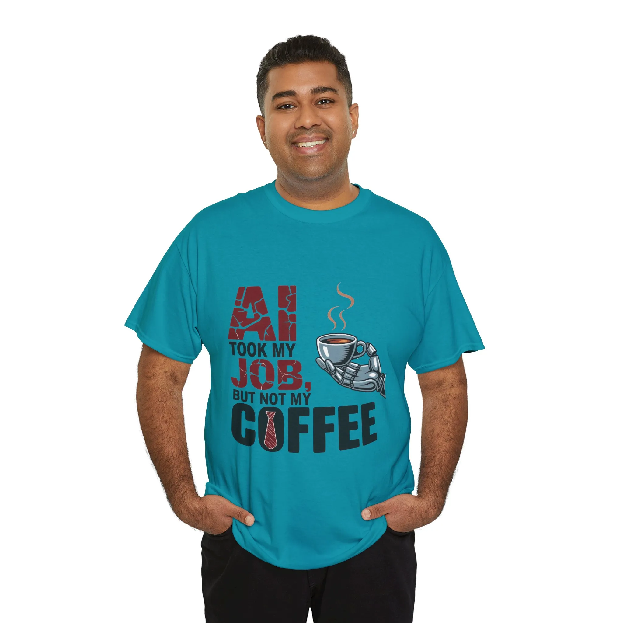 Men's AI Coffee T-Shirt, Funny Robot Humor Graphic Tee, Geek Job Joke Shirt for Him, Men's Heavy Cotton Tee, Sarcastic Work Shirt - Image 21