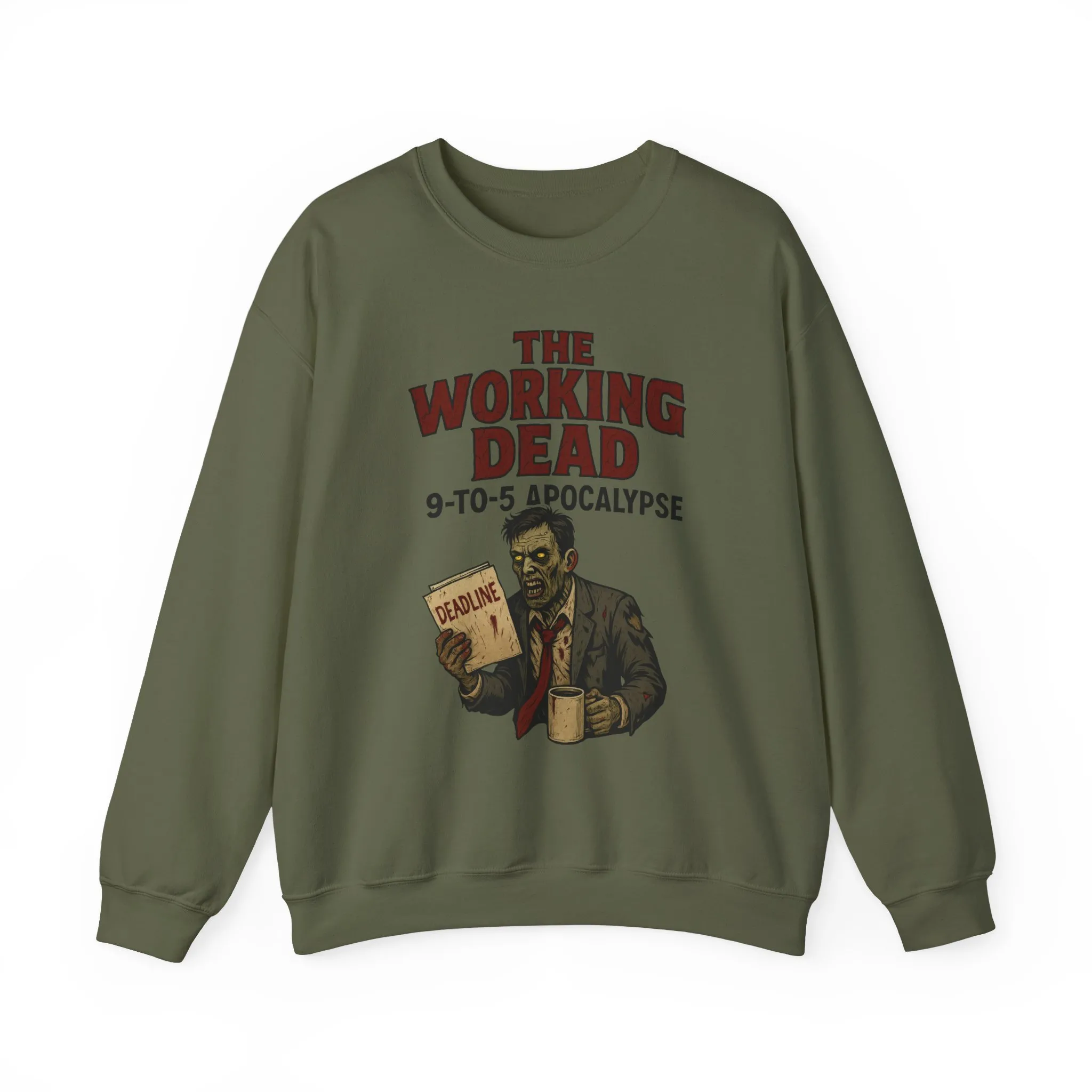 Men's The Working Dead 9-to-5 Apocalypse Sweatshirt, Funny Office Zombie Horror Pullover, Halloween Zombie Work Top - Image 7
