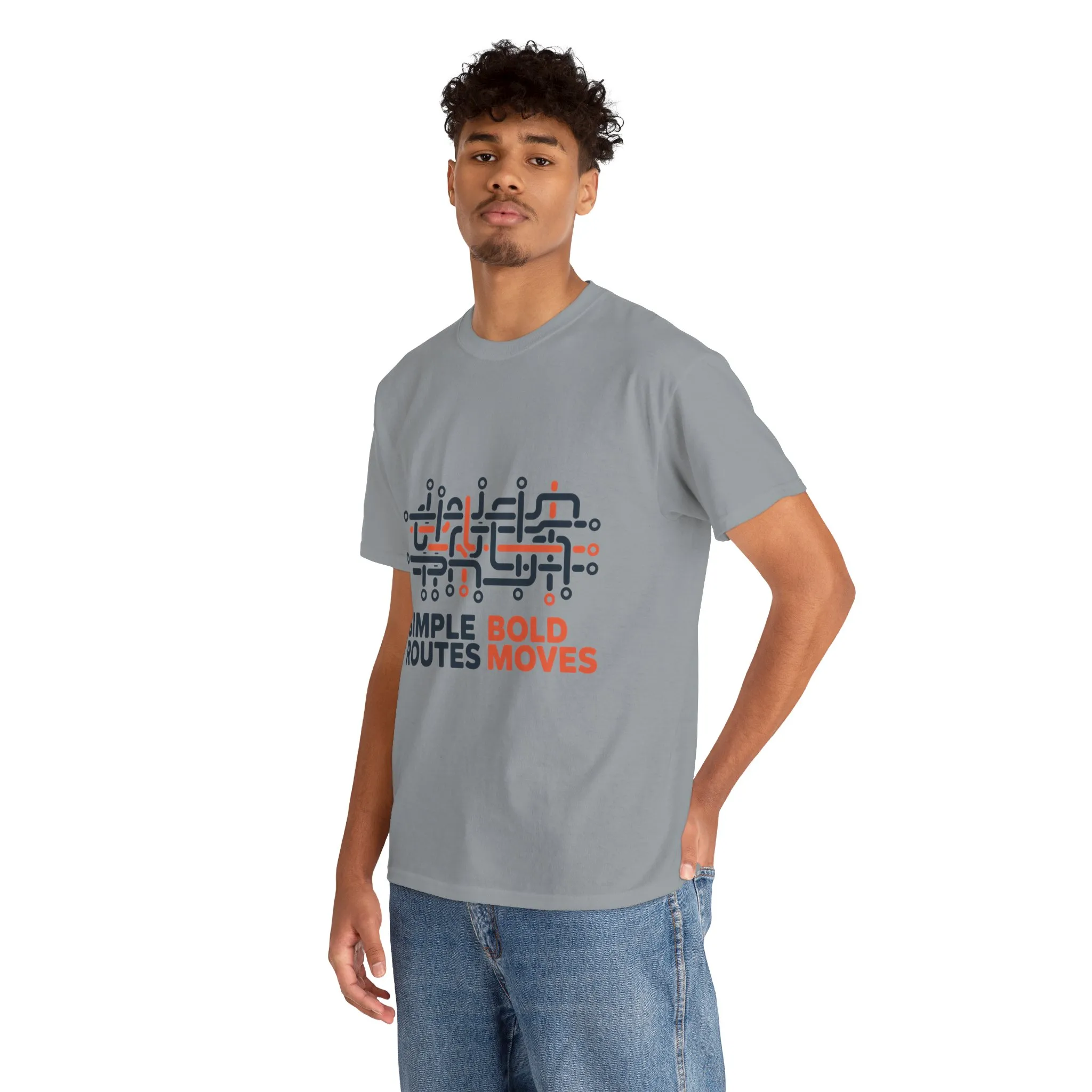 Simple Routes Bold Moves Mens T-Shirt, Minimal Urban Metro Map Graphic Tee - Image 12