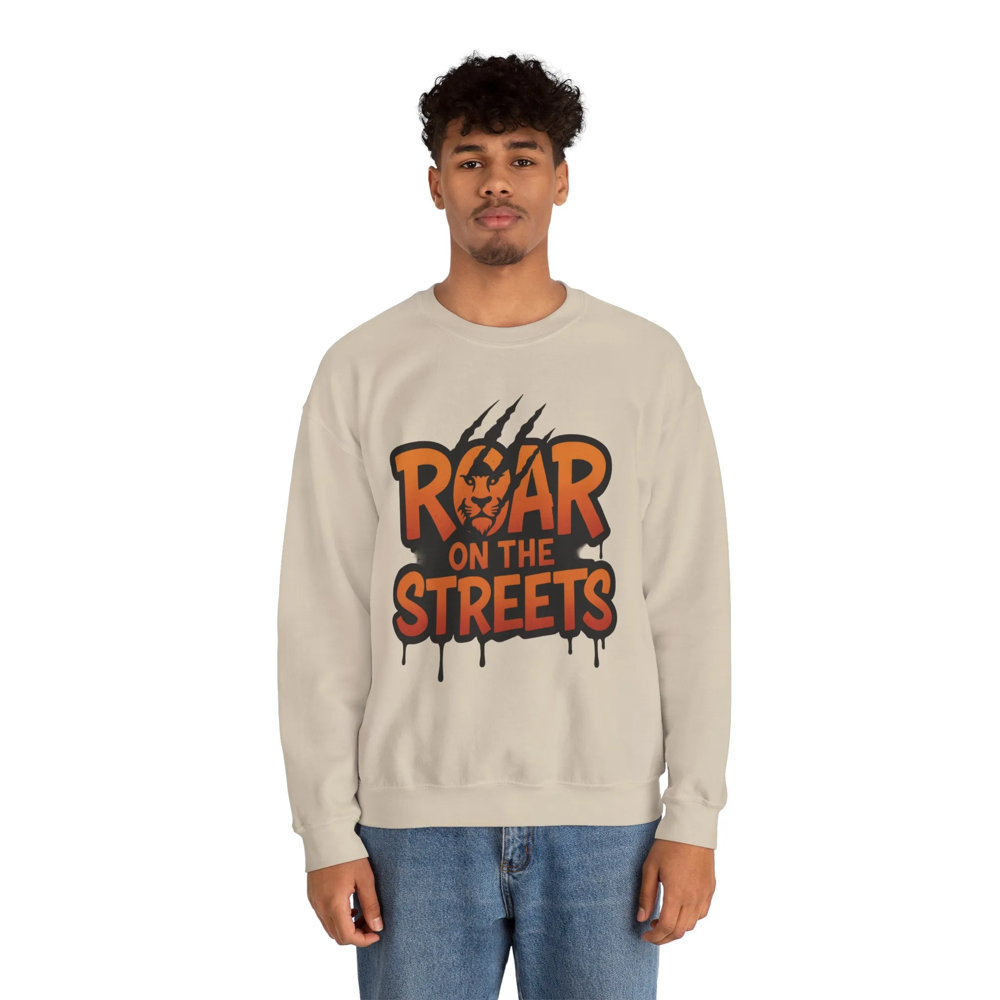 Mens Heavy Blend™ Crewneck Sweatshirt, Roar on the Streets Mens Lion Crewneck Sweatshirt - Image 5