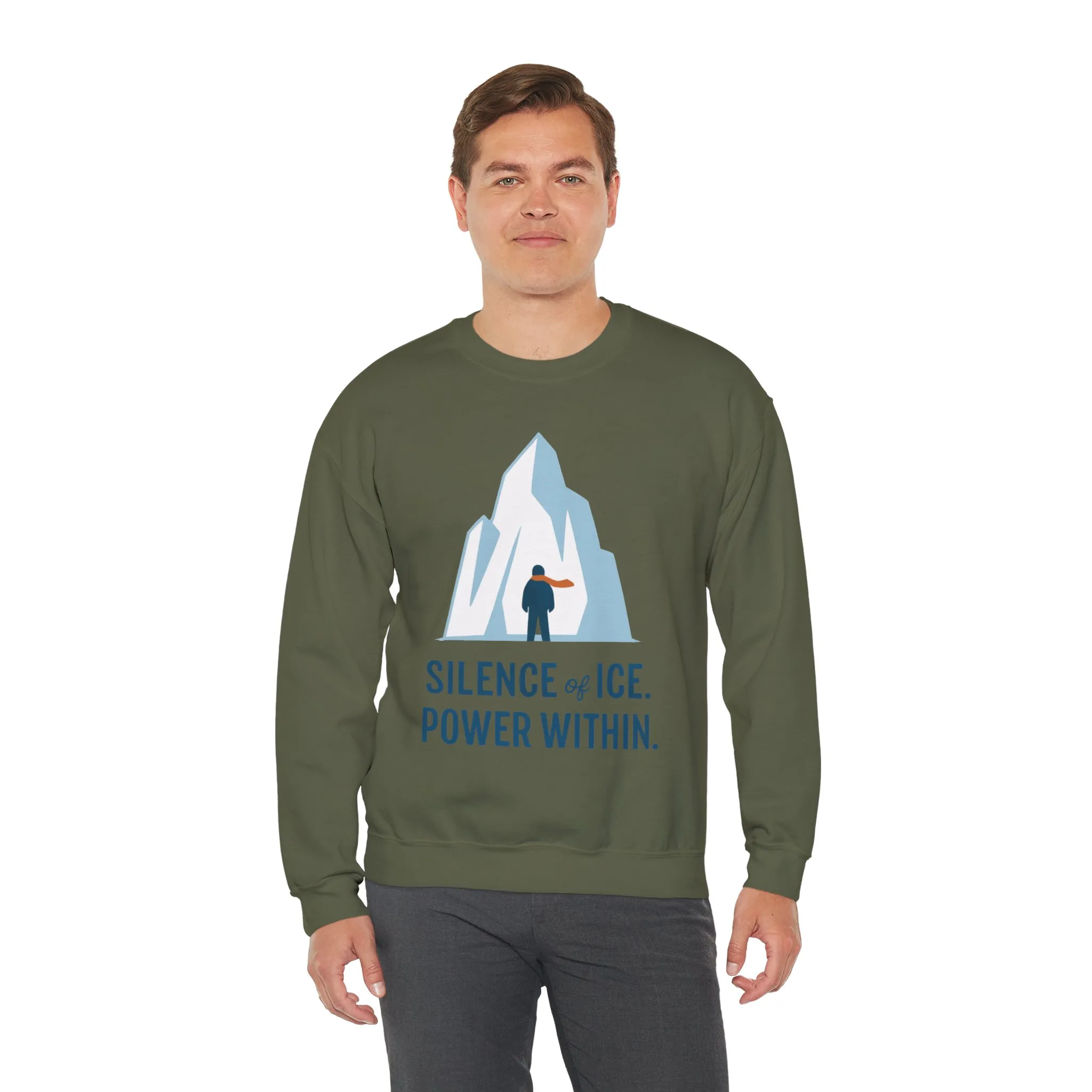 Mens Heavy Blend™ Crewneck Sweatshirt, Silence of Ice Power Within Sweatshirt, Nordic Iceberg Minimalist Pullover - Image 15