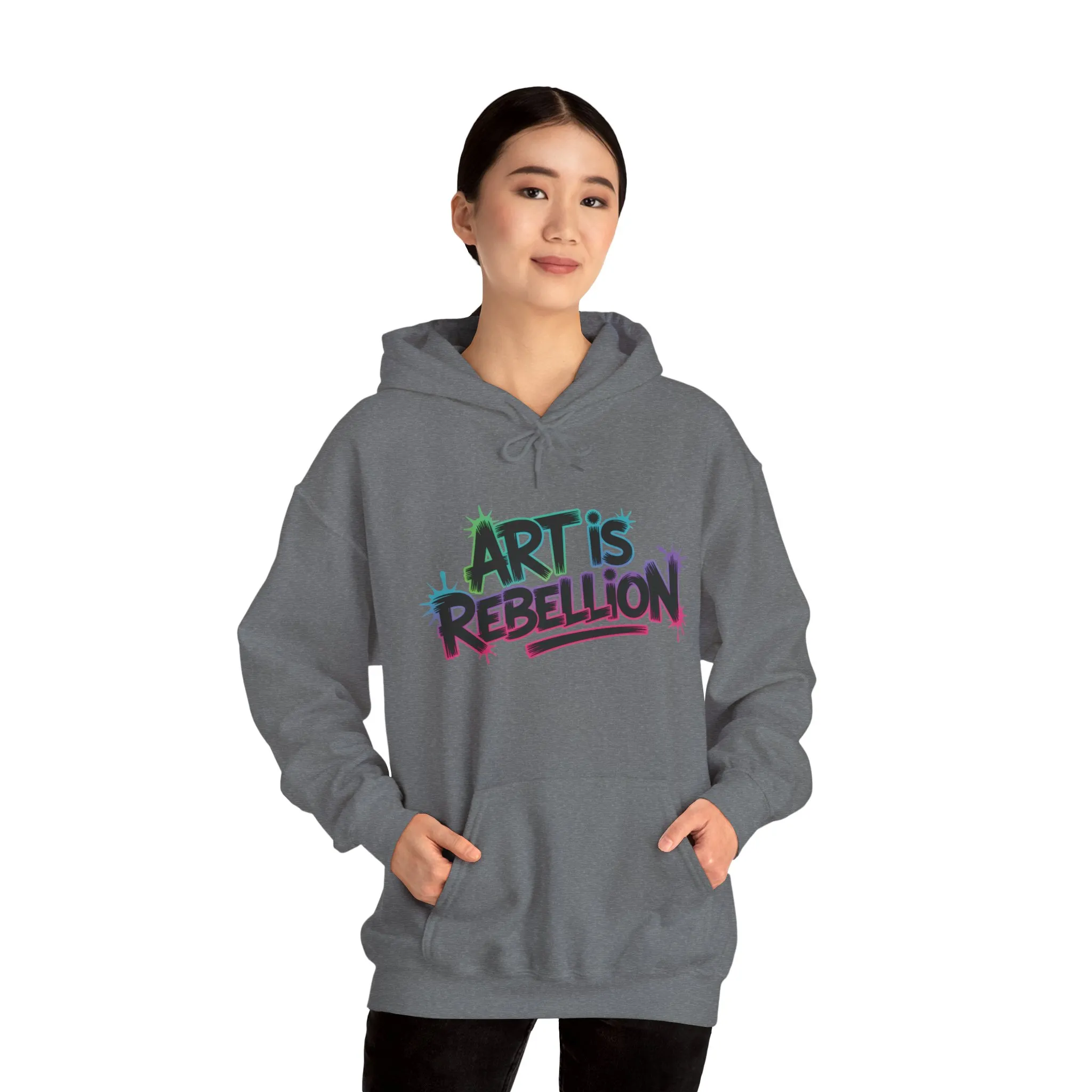 Art Is Rebellion Hoodie, Women's Graffiti Street Art Hooded Sweatshirt, Rebel Graphic Statement Pullover, Heavy Blend™ Hooded Sweatshirt - Image 9