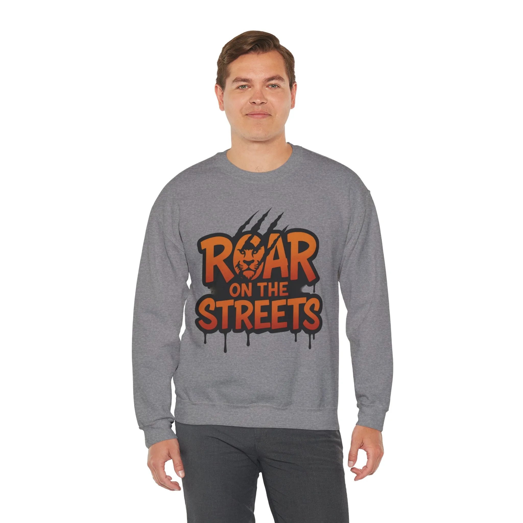 Mens Heavy Blend™ Crewneck Sweatshirt, Roar on the Streets Mens Lion Crewneck Sweatshirt - Image 15