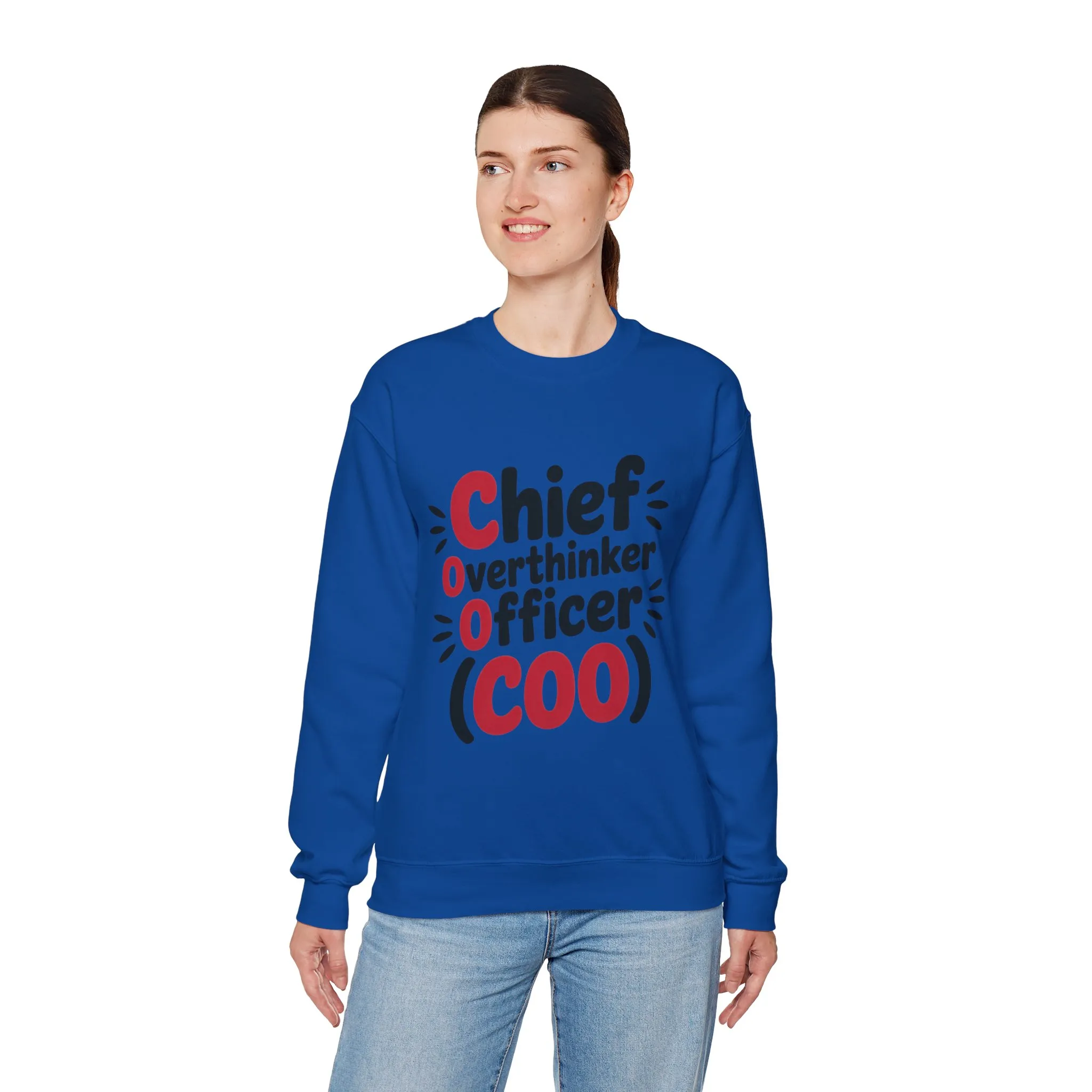 Chief Overthinker Officer Women's Sweatshirt, COO Funny Office Humor Graphic Pullover, Women's Heavy Blend™ Crewneck Sweatshirt - Image 24