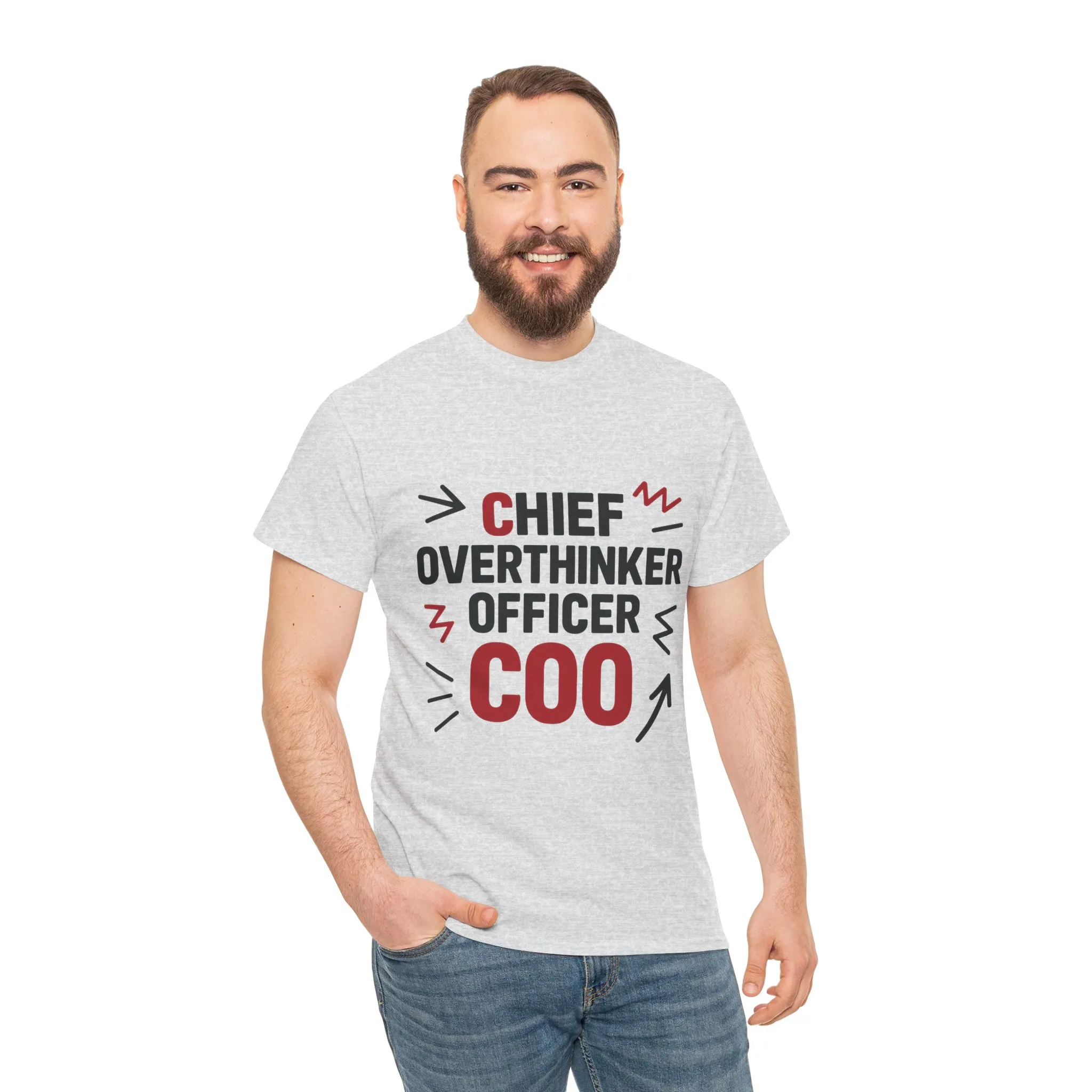 Men's COO T-Shirt, Chief Overthinker Officer Funny Graphic Tee, Office Humor Shirt for Him - Image 4
