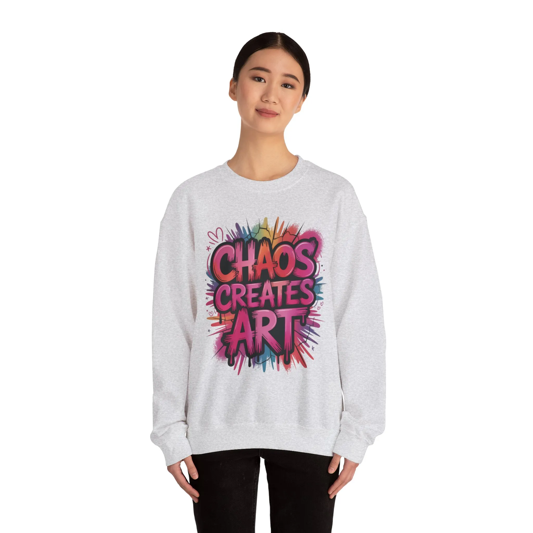Women's Heavy Blend™ Crewneck Sweatshirt, Chaos Creates Art Graffiti Sweatshirt Women's Oversized - Image 29