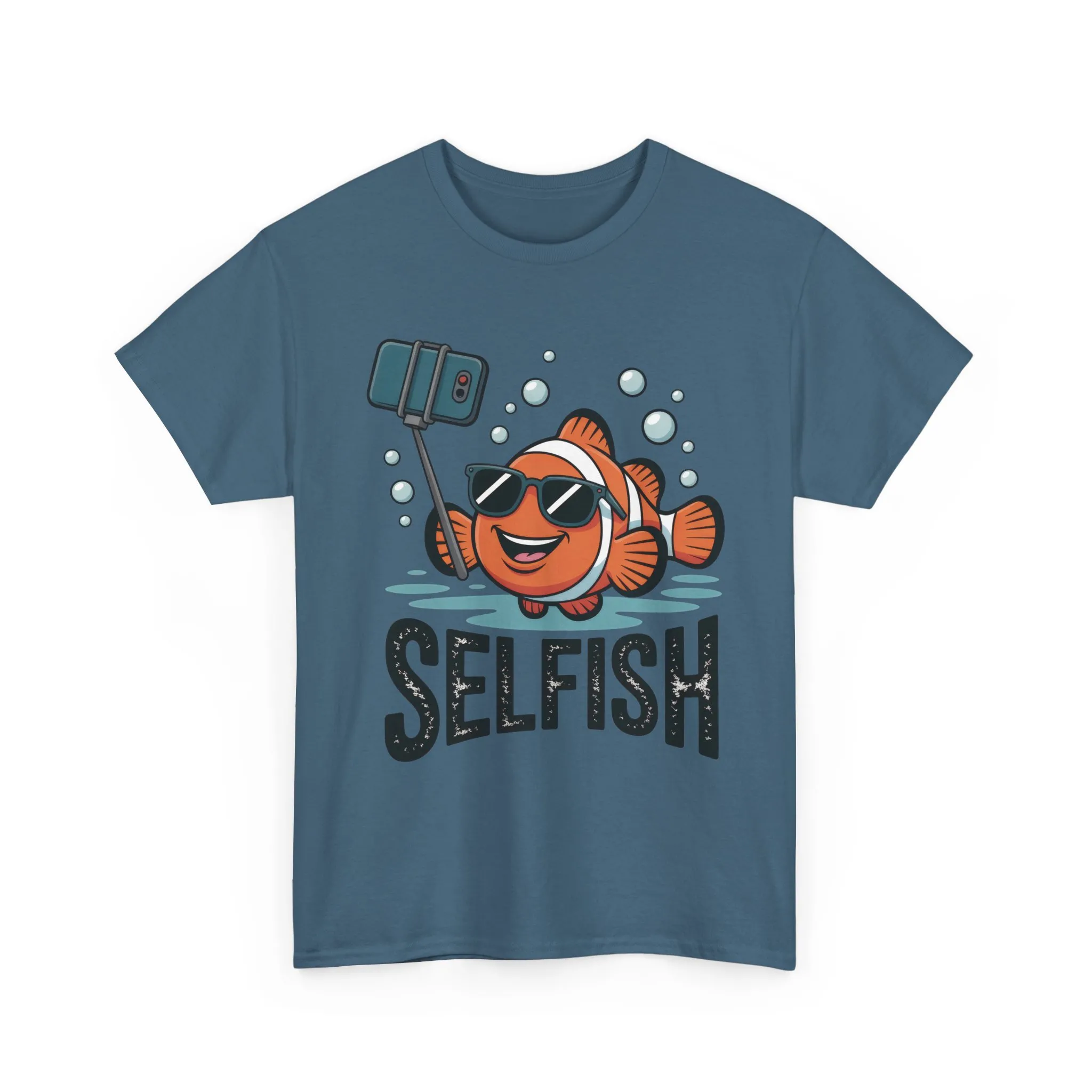 Unisex Heavy Cotton Tee, Mens Selfish Funny Fish T-Shirt, Cute Selfie Graphic Tee, Ocean Humor Shirt - Image 19