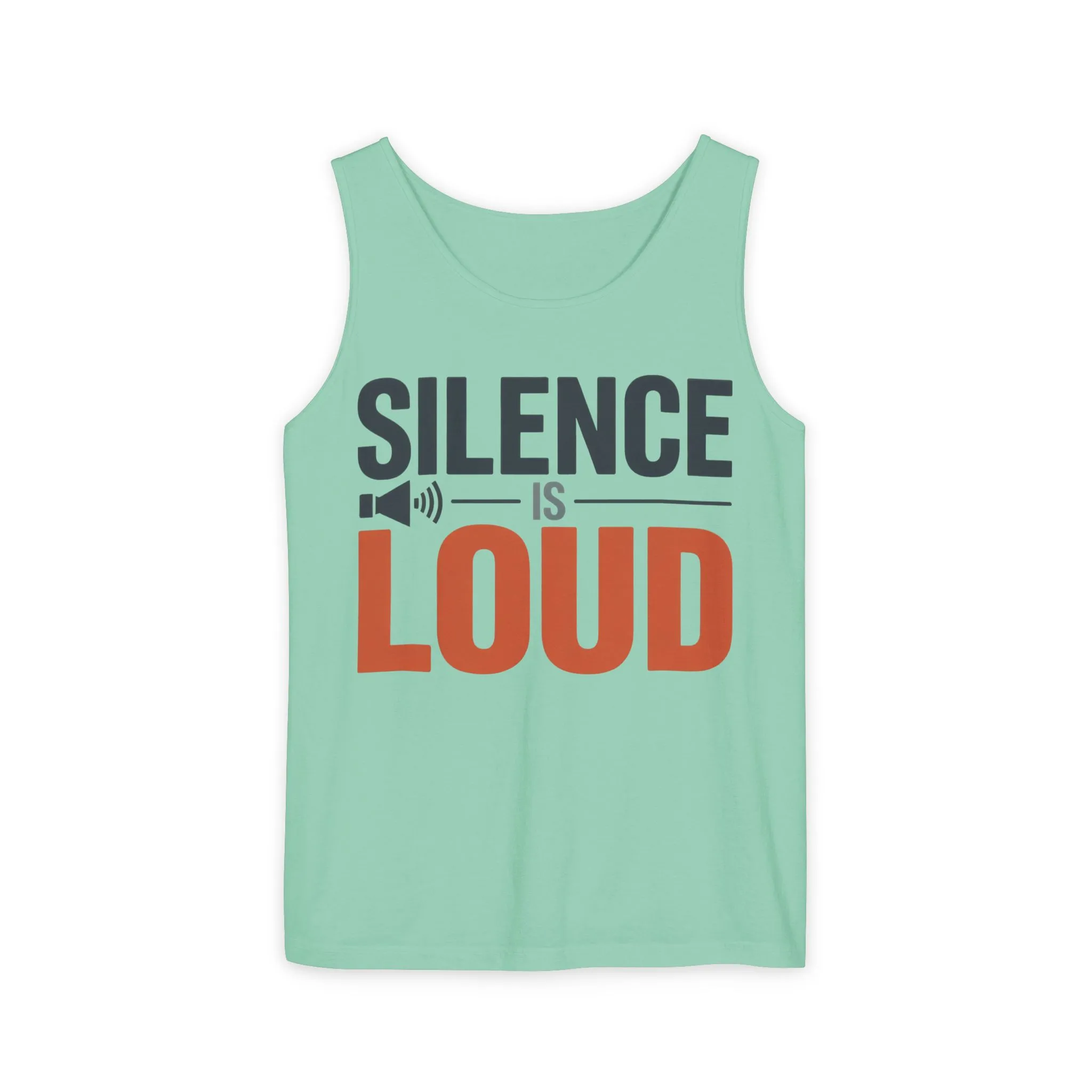 Mens Garment-Dyed Tank Top, Silence Is Loud Motivational Mens Tank Top - Image 9