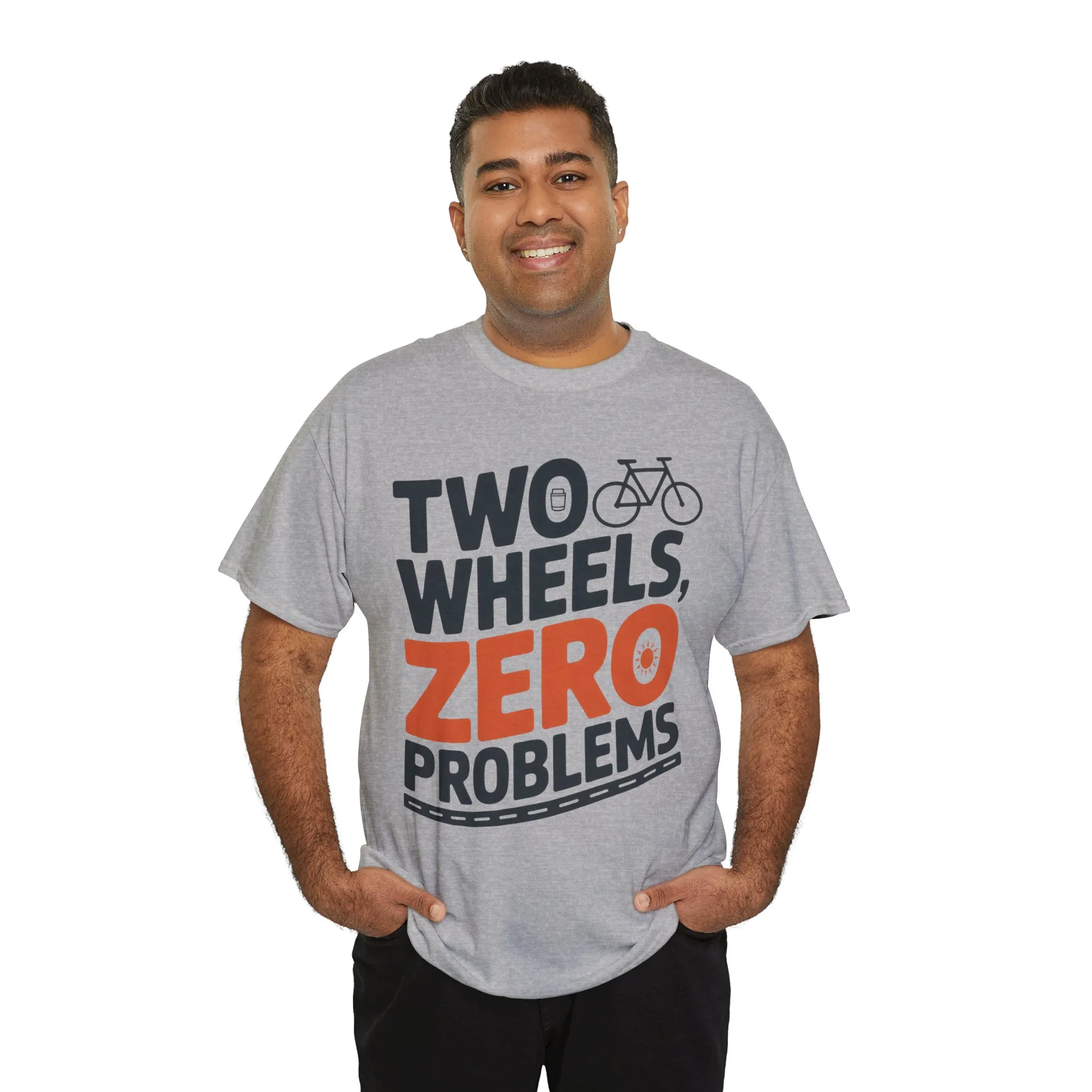 Two Wheels Zero Problems Mens Graphic Biker T-Shirt, Bike Humor Tee, Biker Gift - Image 3