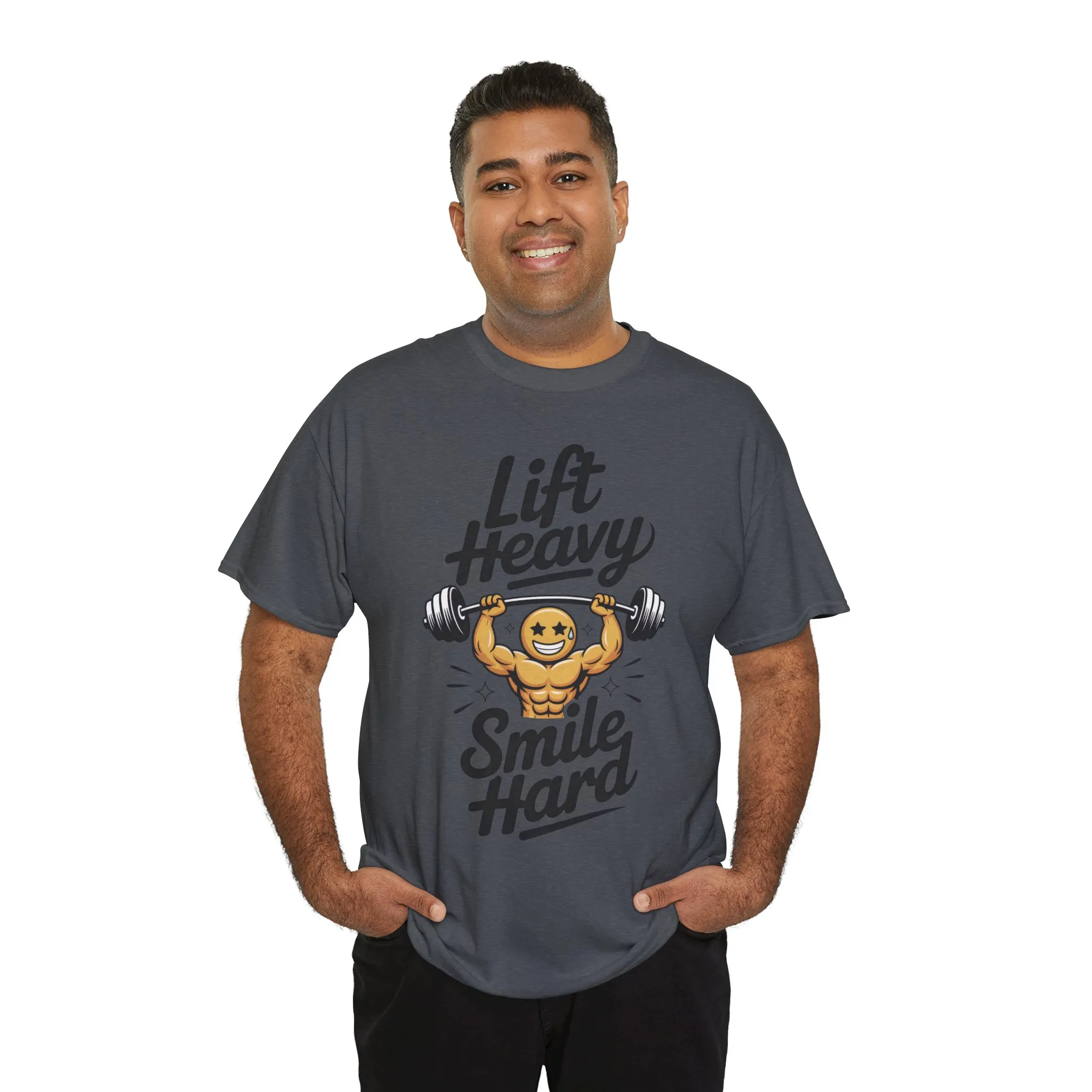 Mens Lift Heavy Smile Hard T-Shirt, Funny Gym Workout Graphic Tee, Mens Gym Tshirt - Image 24