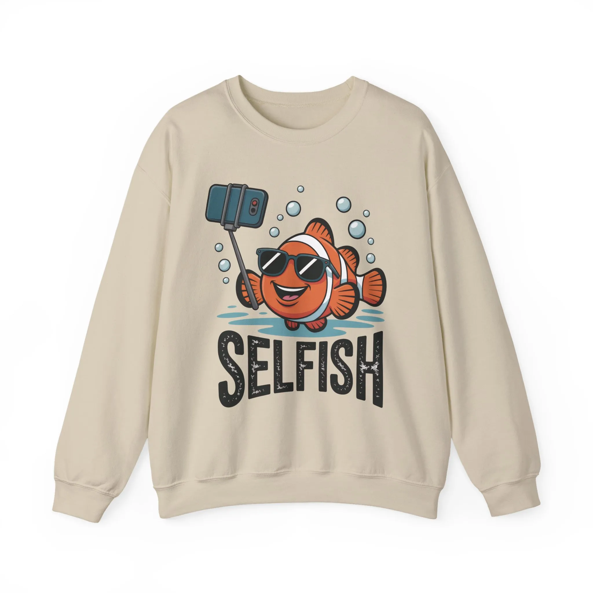Unisex Heavy Blend™ Crewneck Sweatshirt, Mens Selfish Funny Fish Sweatshirt, Cute Selfie Pullover, Ocean Humor Top - Image 7