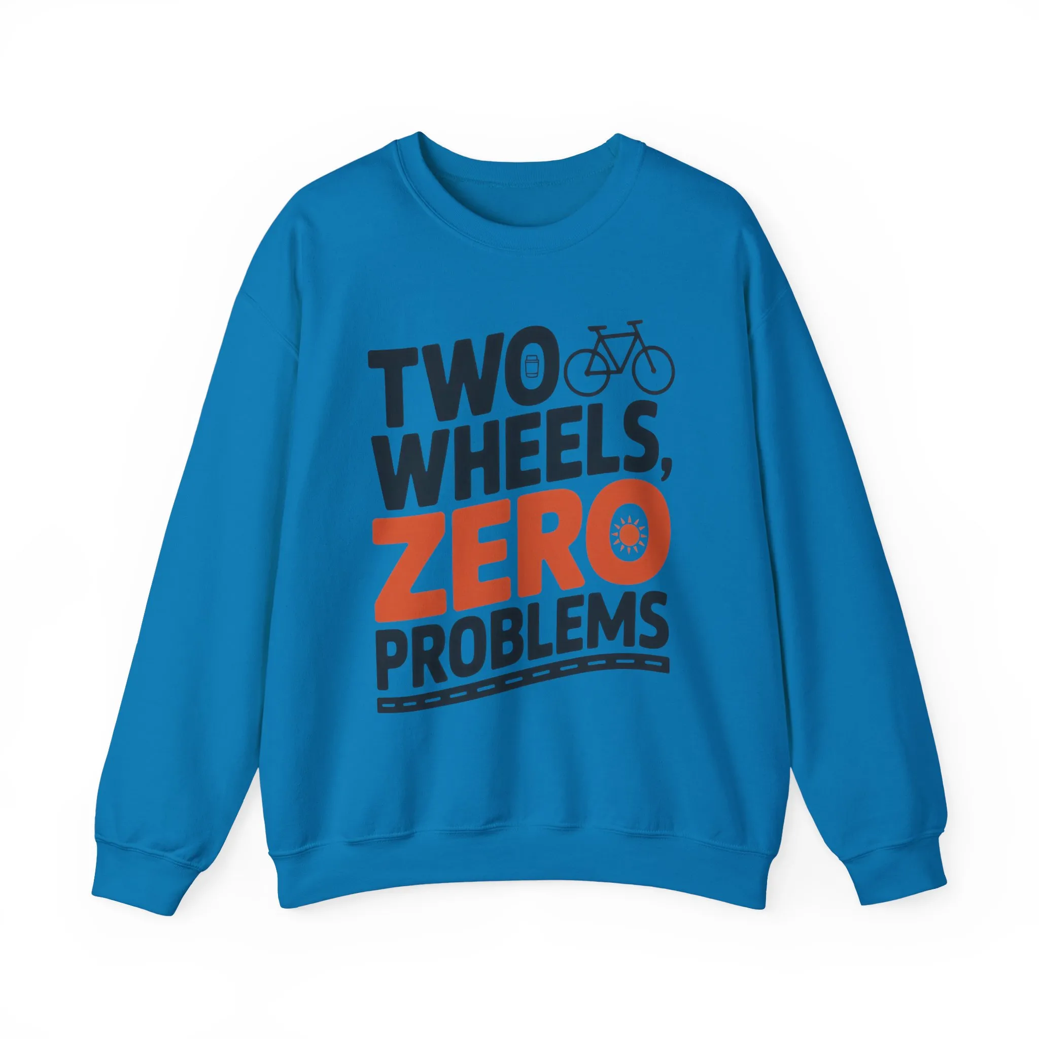 Mens Heavy Blend™ Crewneck Sweatshirt, Two Wheels Zero Problems Mens Casual Biker Sweatshirt, Gift for Cyclists - Image 19