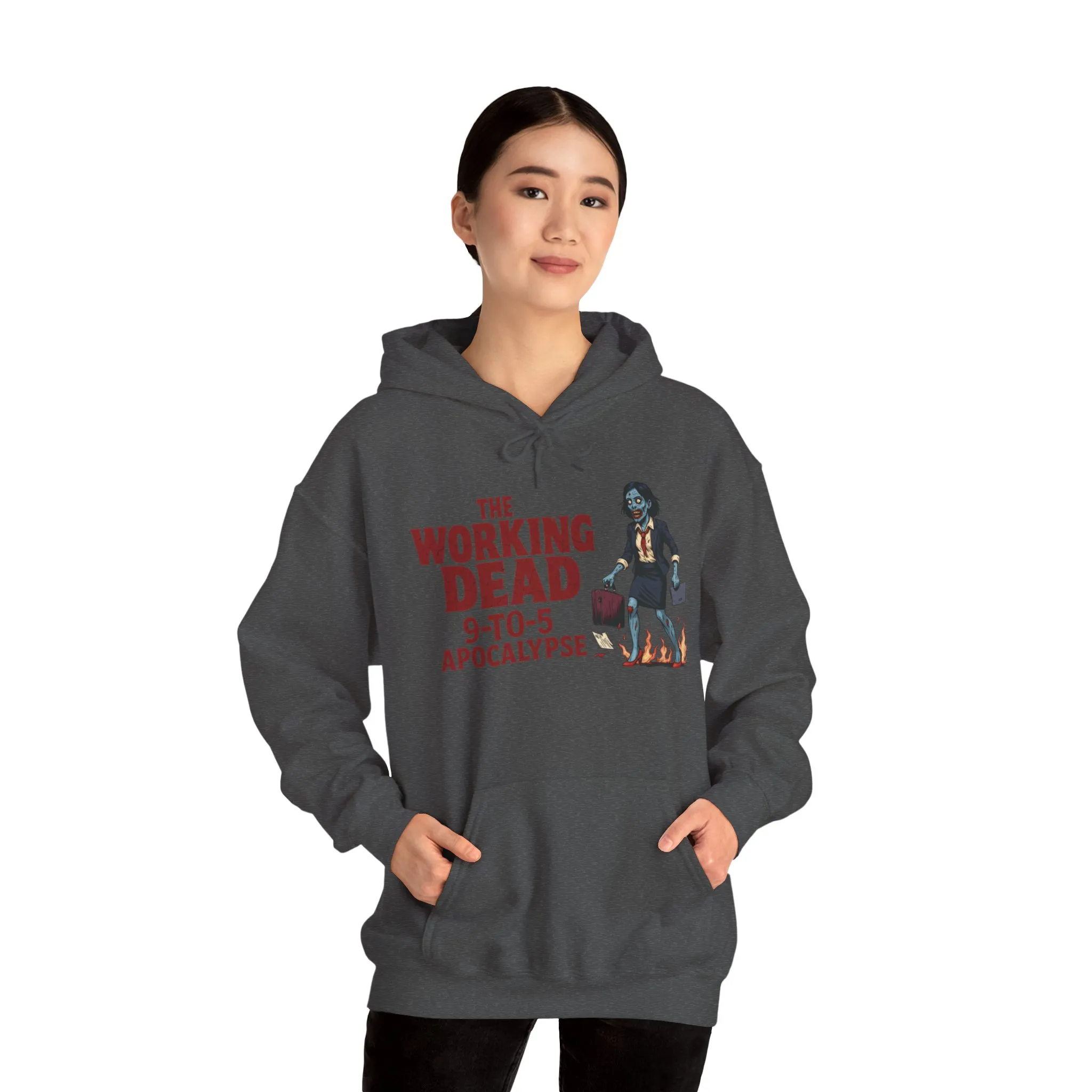 The Working Dead 9-to-5 Apocalypse Hoodie, Women's Horror Office Zombie Sweatshirt, Halloween Zombie Top, Halloween Work Top - Image 19