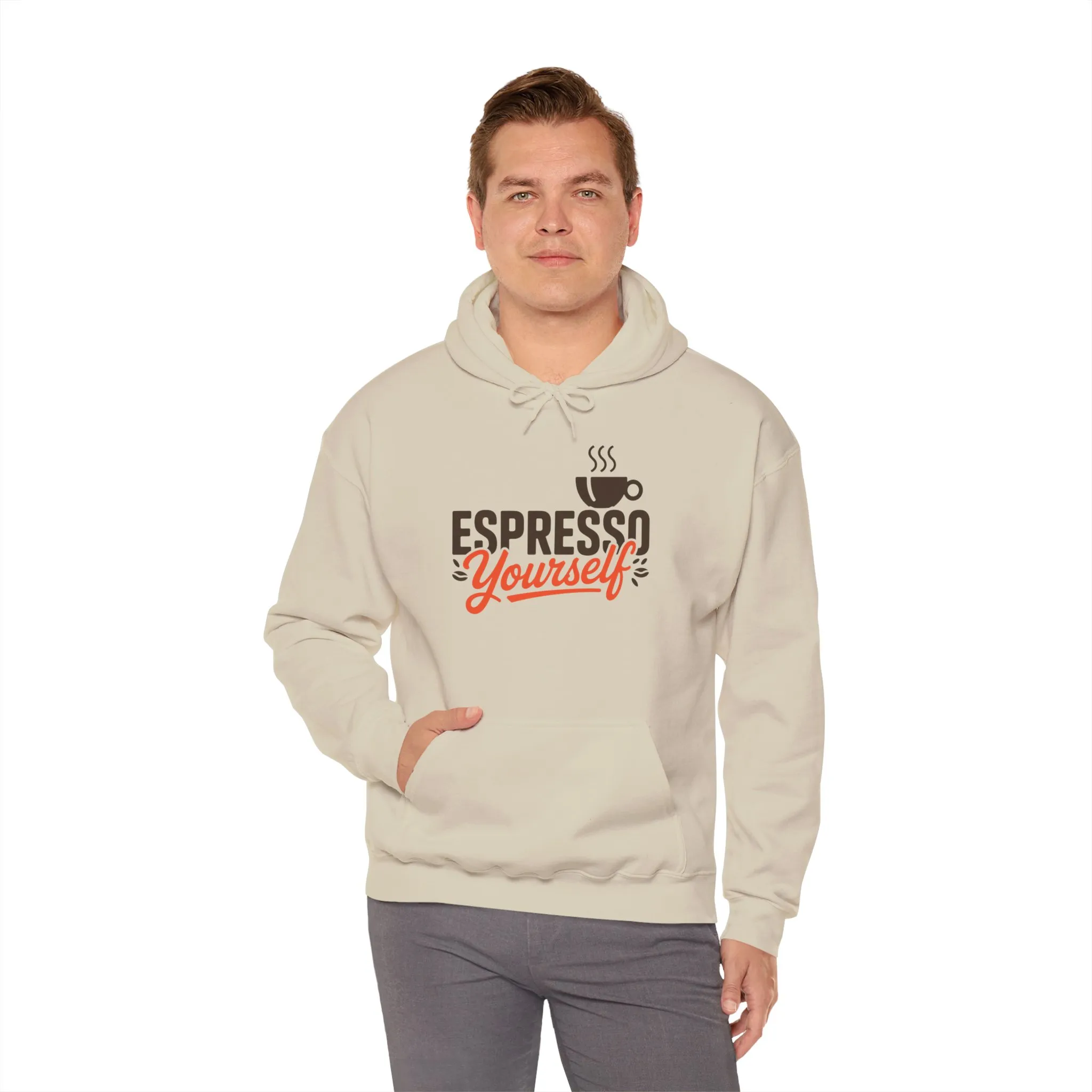 Mens Heavy Blend™ Hooded Sweatshirt, Espresso Yourself Mens Hoodie, Coffee Lover Funny Graphic Pullover - Image 4