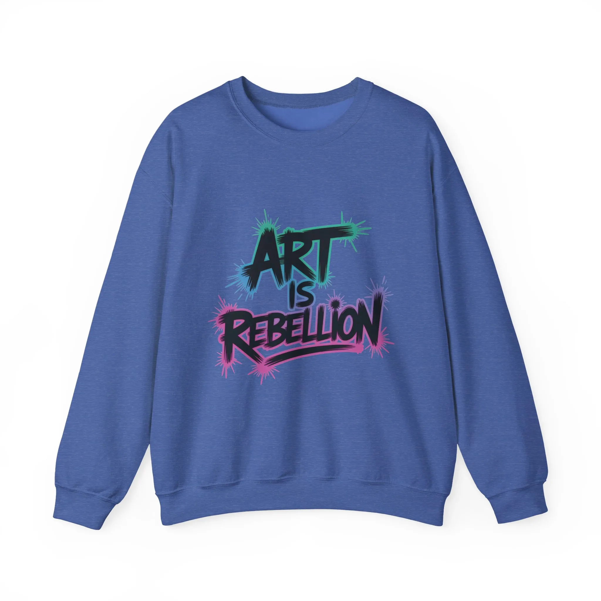 Art Is Rebellion Women's Sweatshirt, Graffiti Graphic Pullover, Bold Rebel Street Art Statement Top, Heavy Blend™ Crewneck Sweatshirt - Image 3