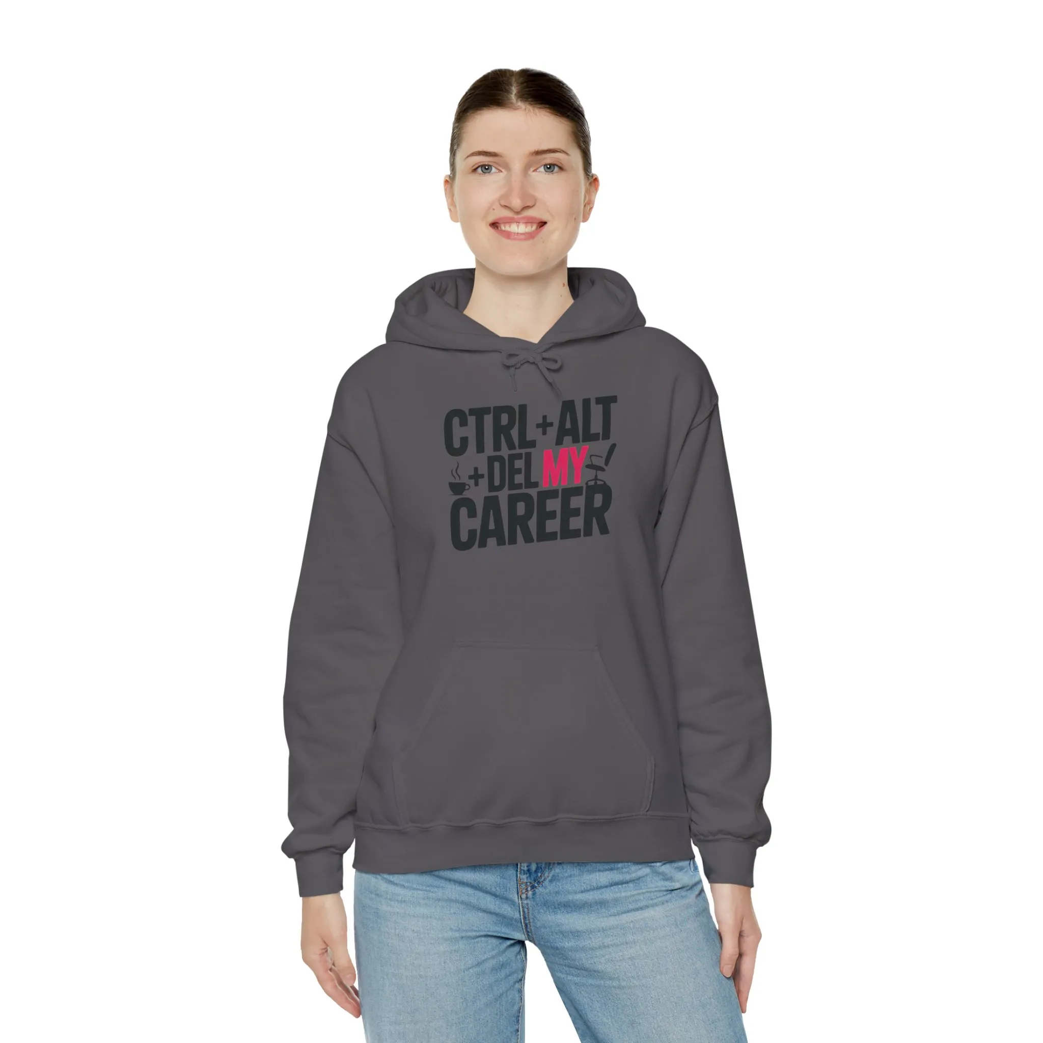 Ctrl Alt Del My Career Hoodie, Funny Geek Workwear, Sarcastic Office Humor Pullover, Women's Heavy Blend™ Hooded Sweatshirt - Image 17