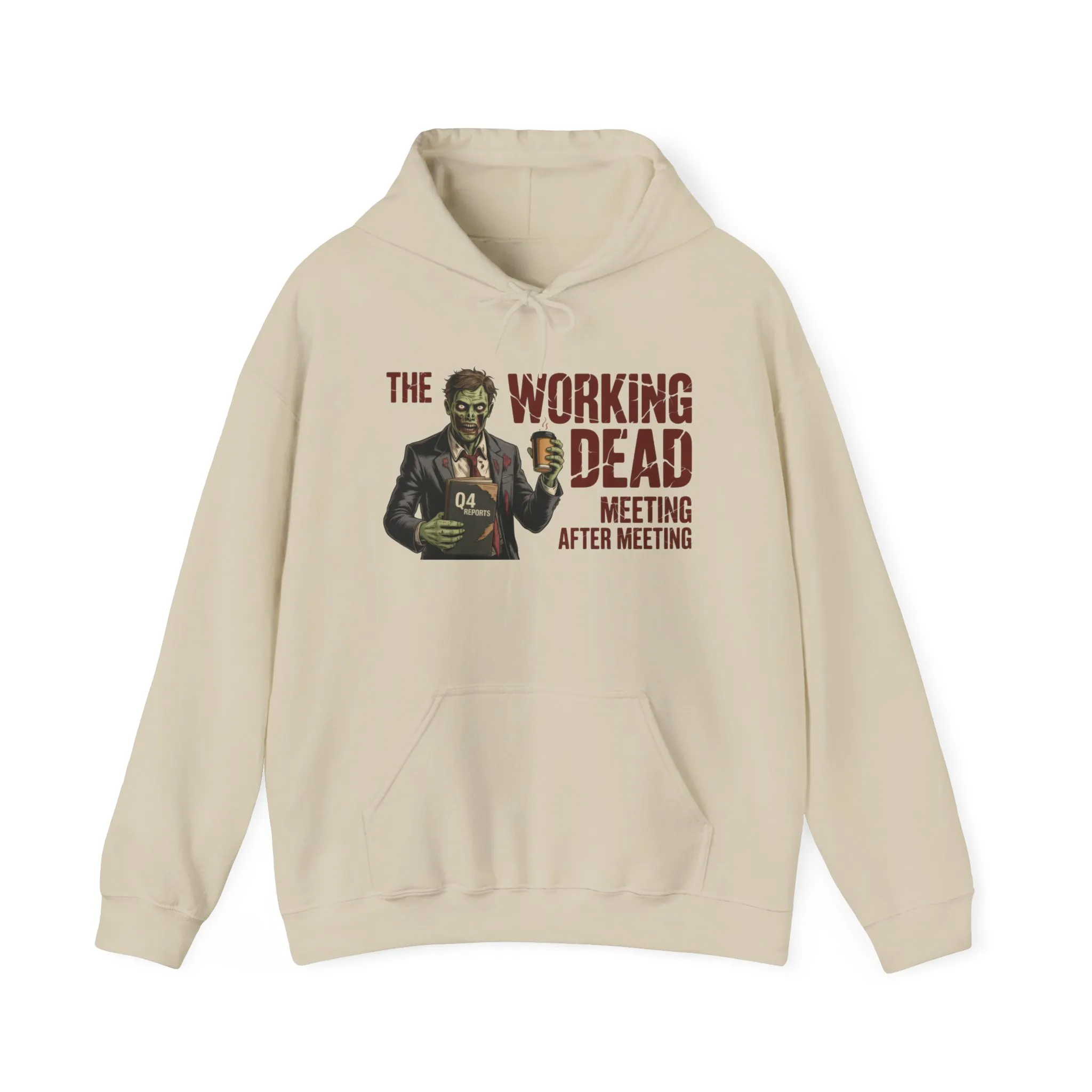 The Working Dead Men's Zombie Hoodie, Funny Office Meeting Sweatshirt, Men's Heavy Blend™ Hooded Sweatshirt, Halloween Work Humor Zombie top - Image 5