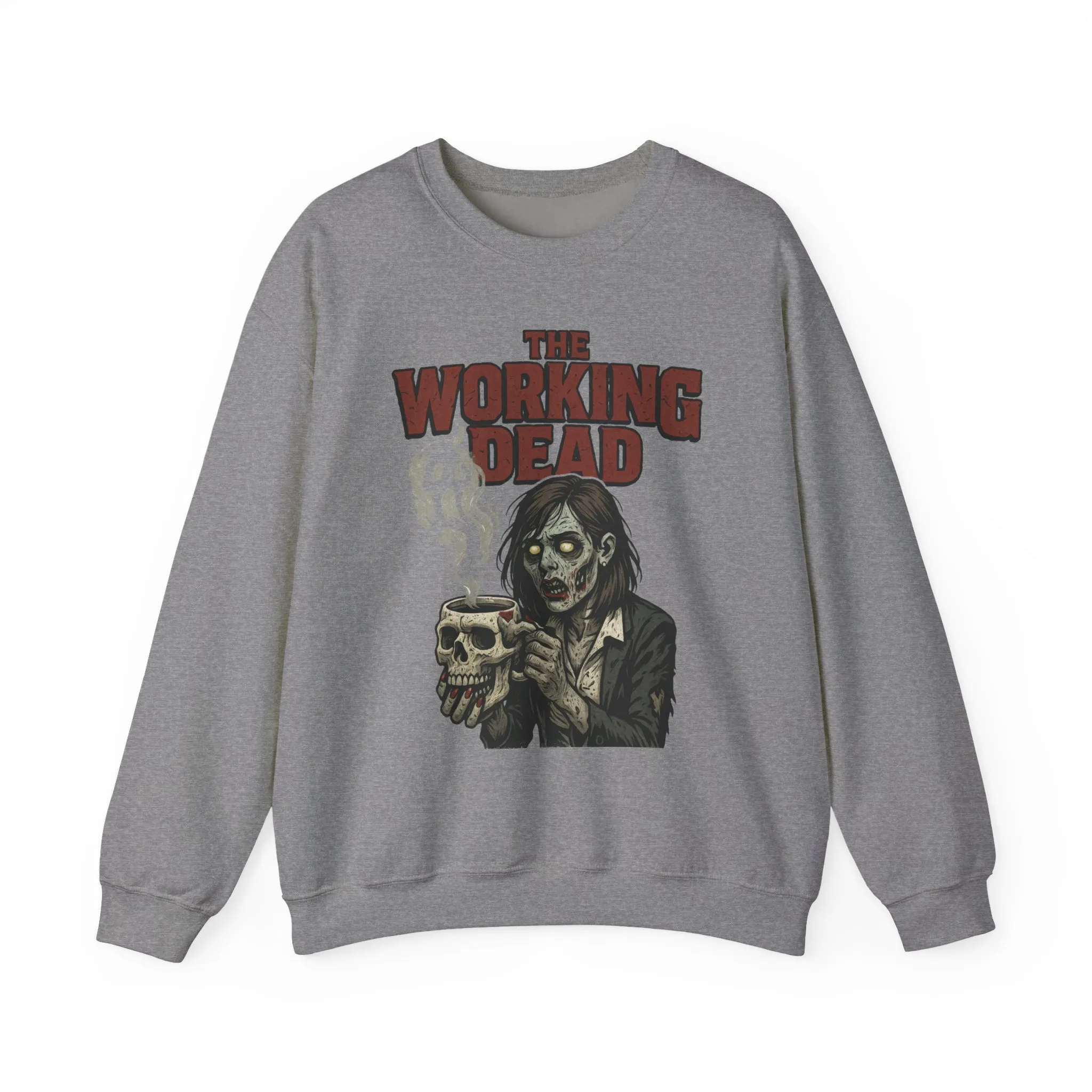 The Working Dead Women's Zombie Sweatshirt, Halloween Zombie Top, Work Humor Sweatshirt, Women's Heavy Blend™ Crewneck Sweatshirt - Image 10