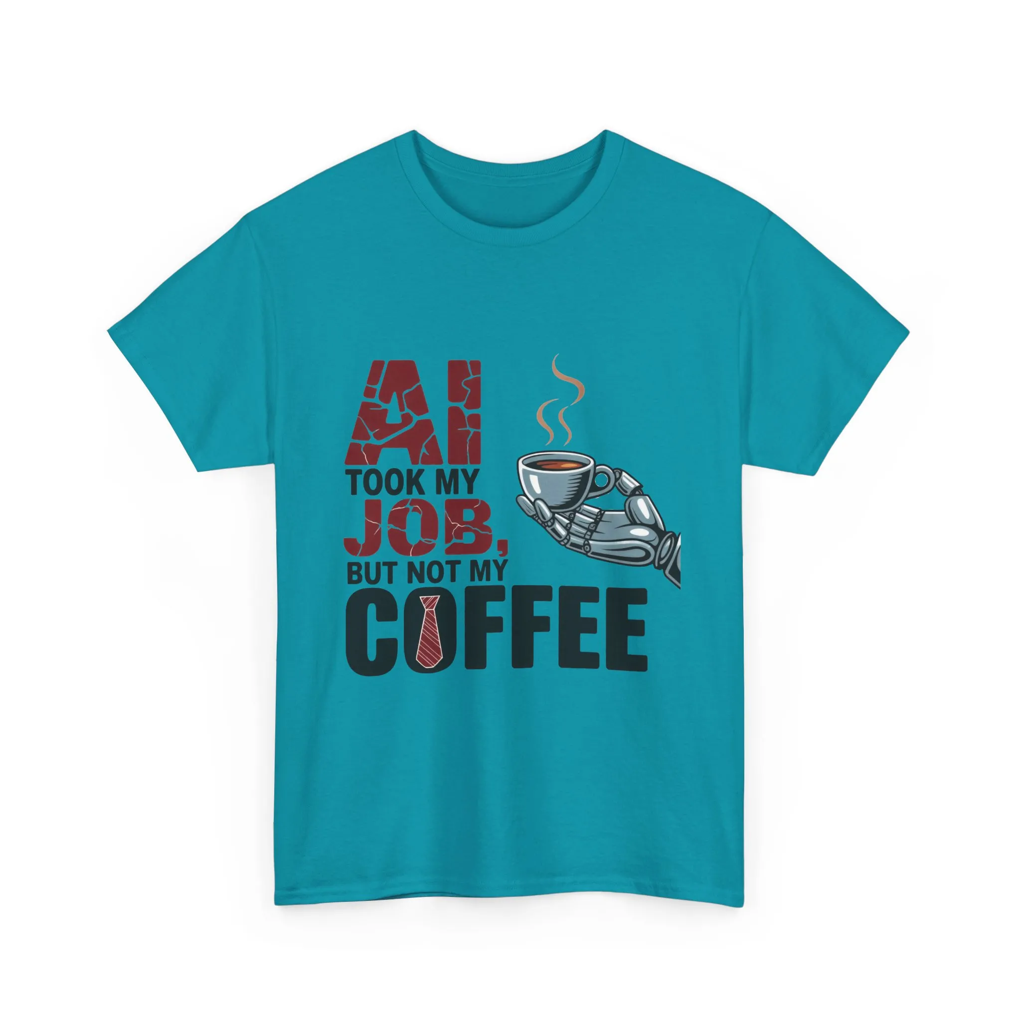 Men's AI Coffee T-Shirt, Funny Robot Humor Graphic Tee, Geek Job Joke Shirt for Him, Men's Heavy Cotton Tee, Sarcastic Work Shirt - Image 19