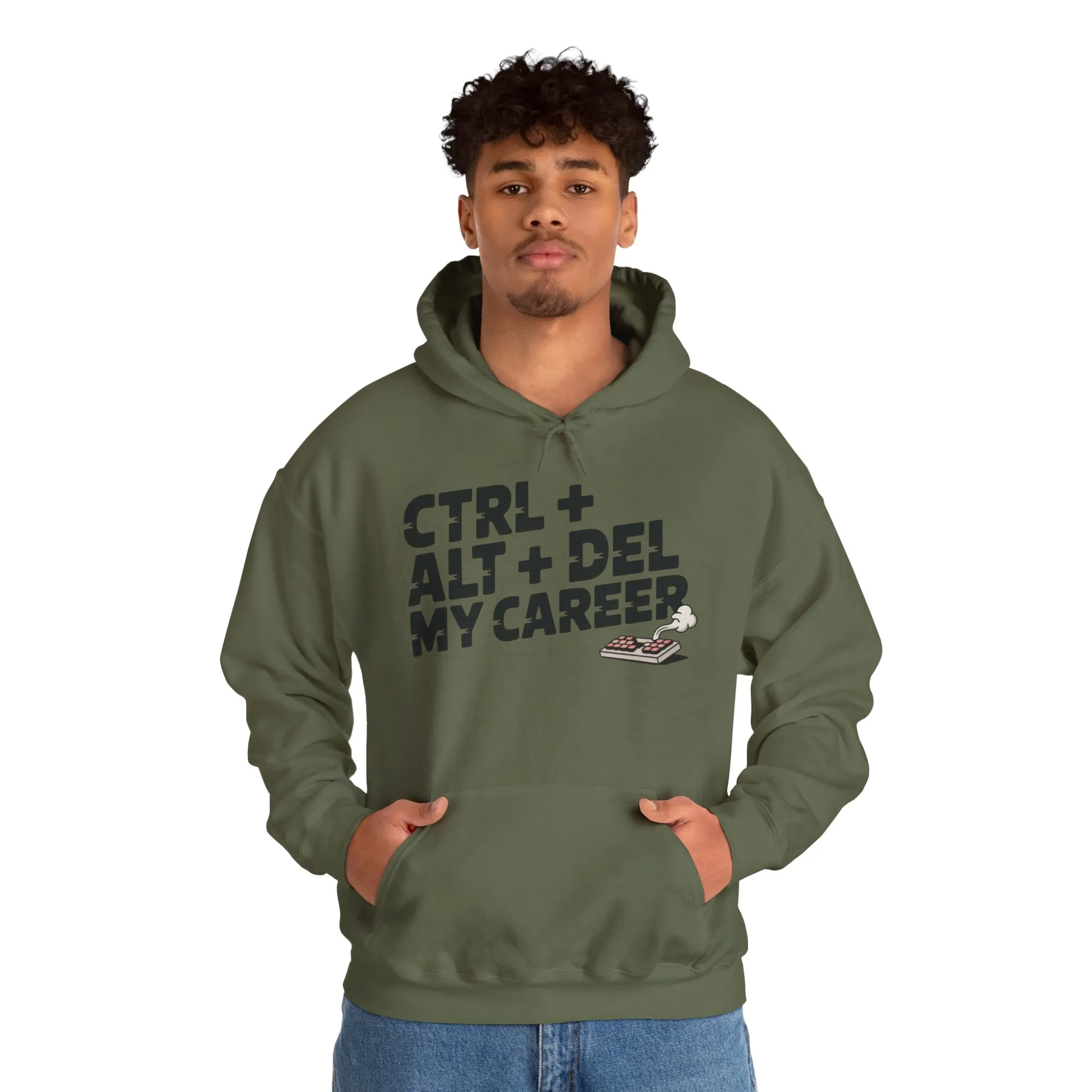 Men's Ctrl Alt Del My Career Hoodie, Funny Geek Workwear, Sarcastic Office Humor Pullover - Image 11