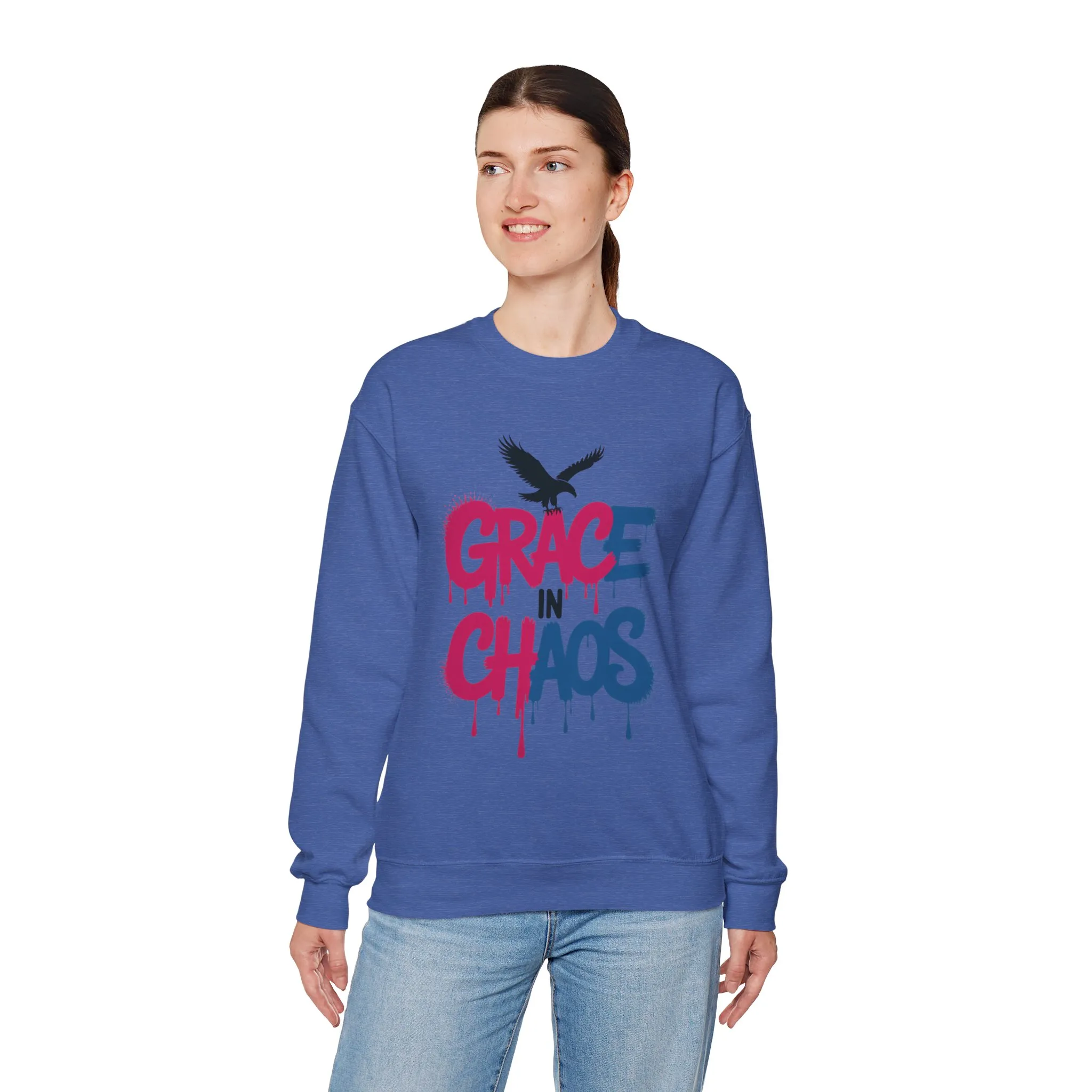 Women's Sweatshirt Grace in Chaos, Graffiti Dripping Street Art Pullover, Bold Urban Graphic - Image 12